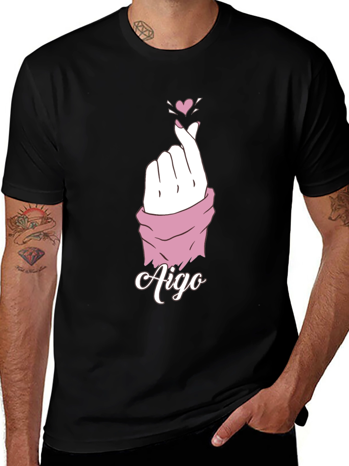 Aigo Heart Fingers Black T-Shirt