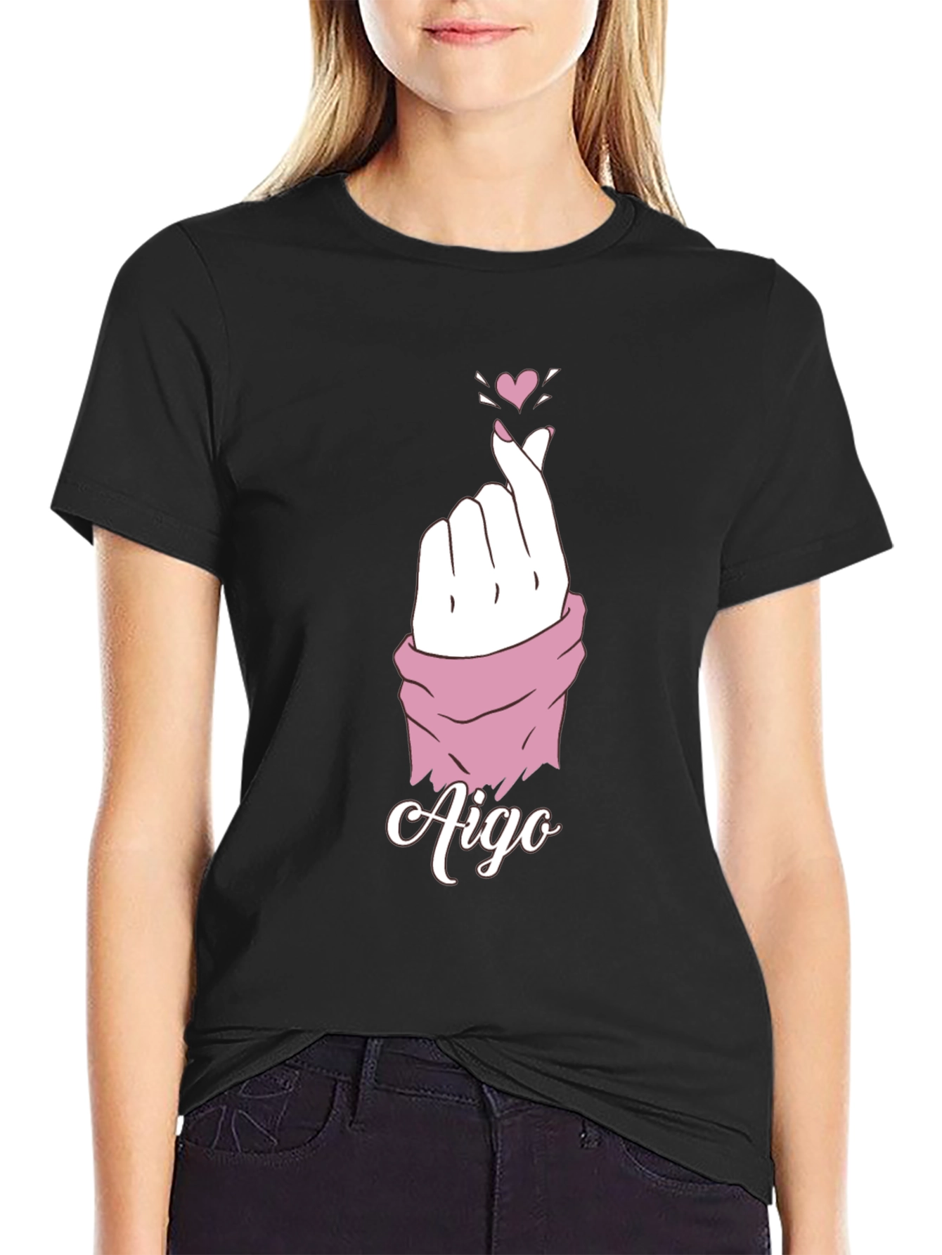 Aigo Heart Fingers Black T-Shirt