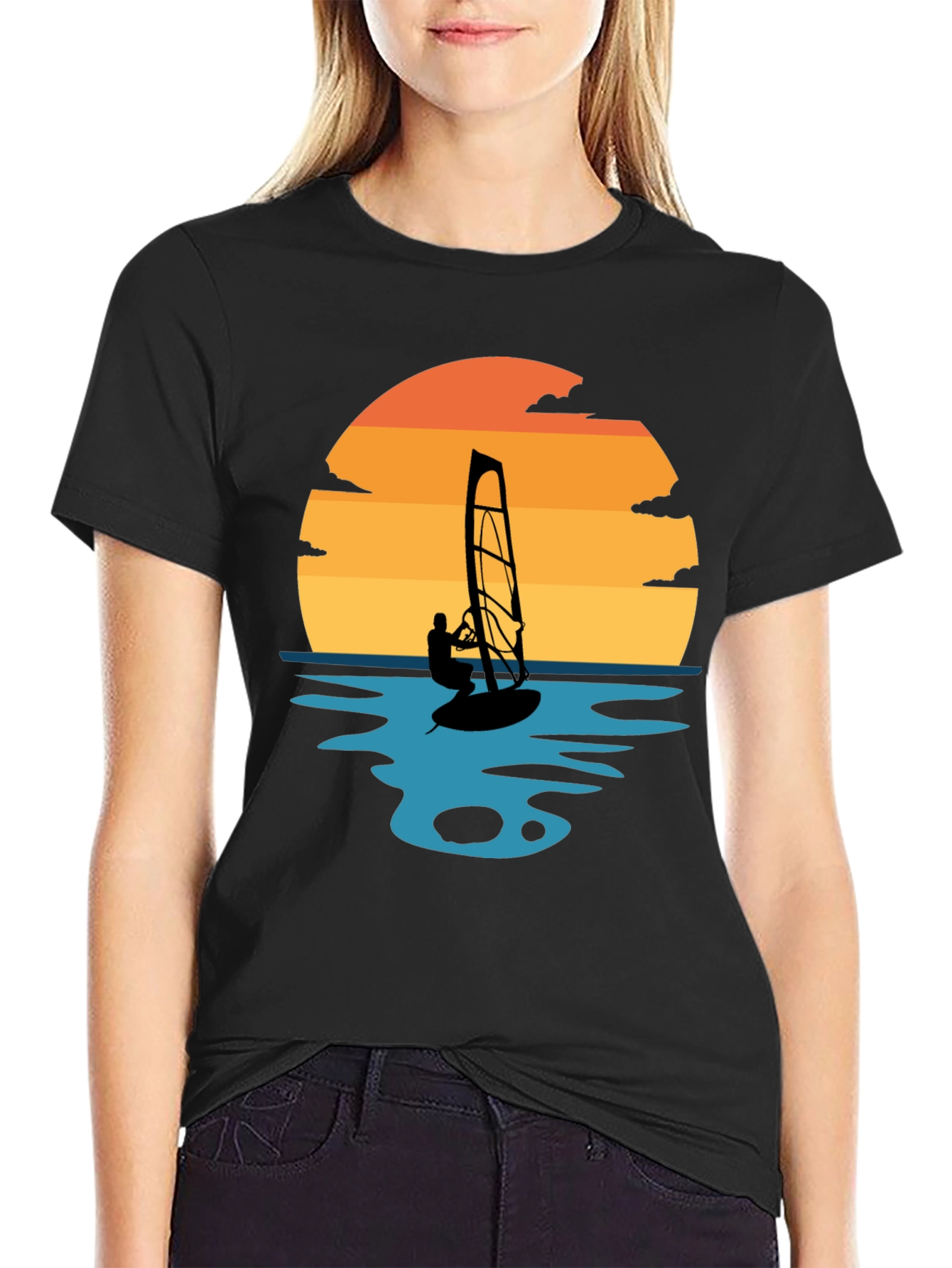 Windsurfing Sunset Graphic Tee - Coastal Vibes