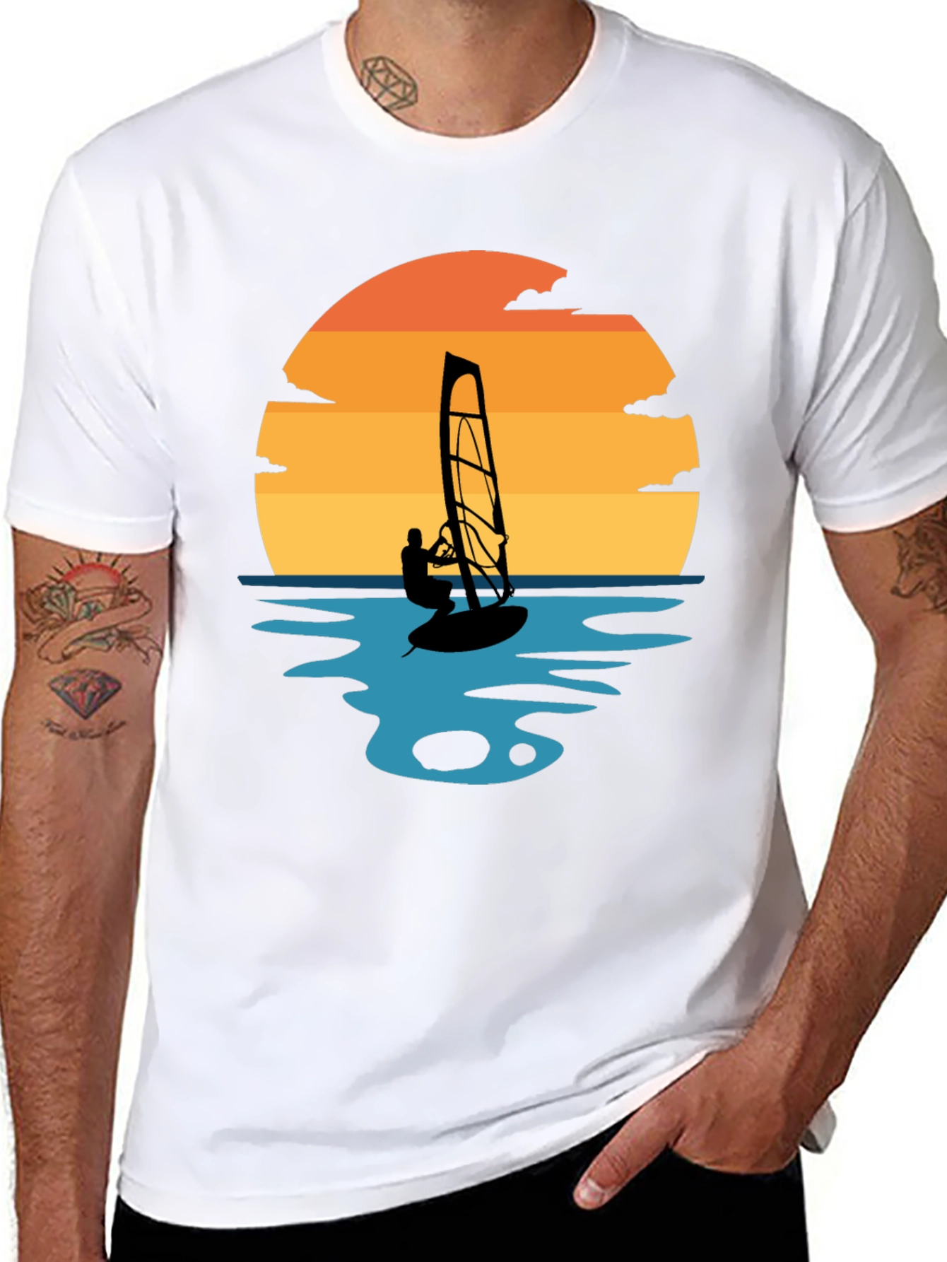 Windsurfing Sunset Graphic Tee - Coastal Vibes