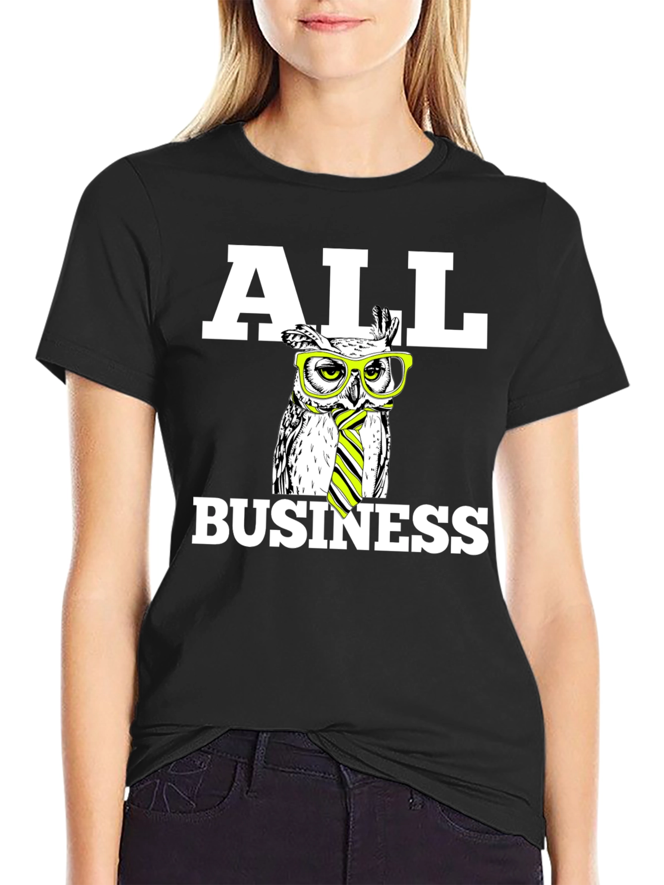 All Business Owl T-Shirt - Novelty Graphic Tee