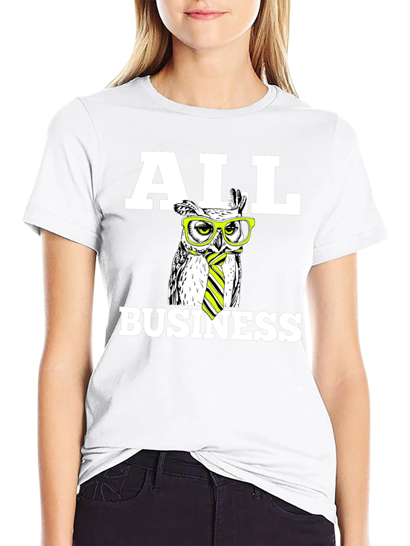 All Business Owl T-Shirt - Novelty Graphic Tee