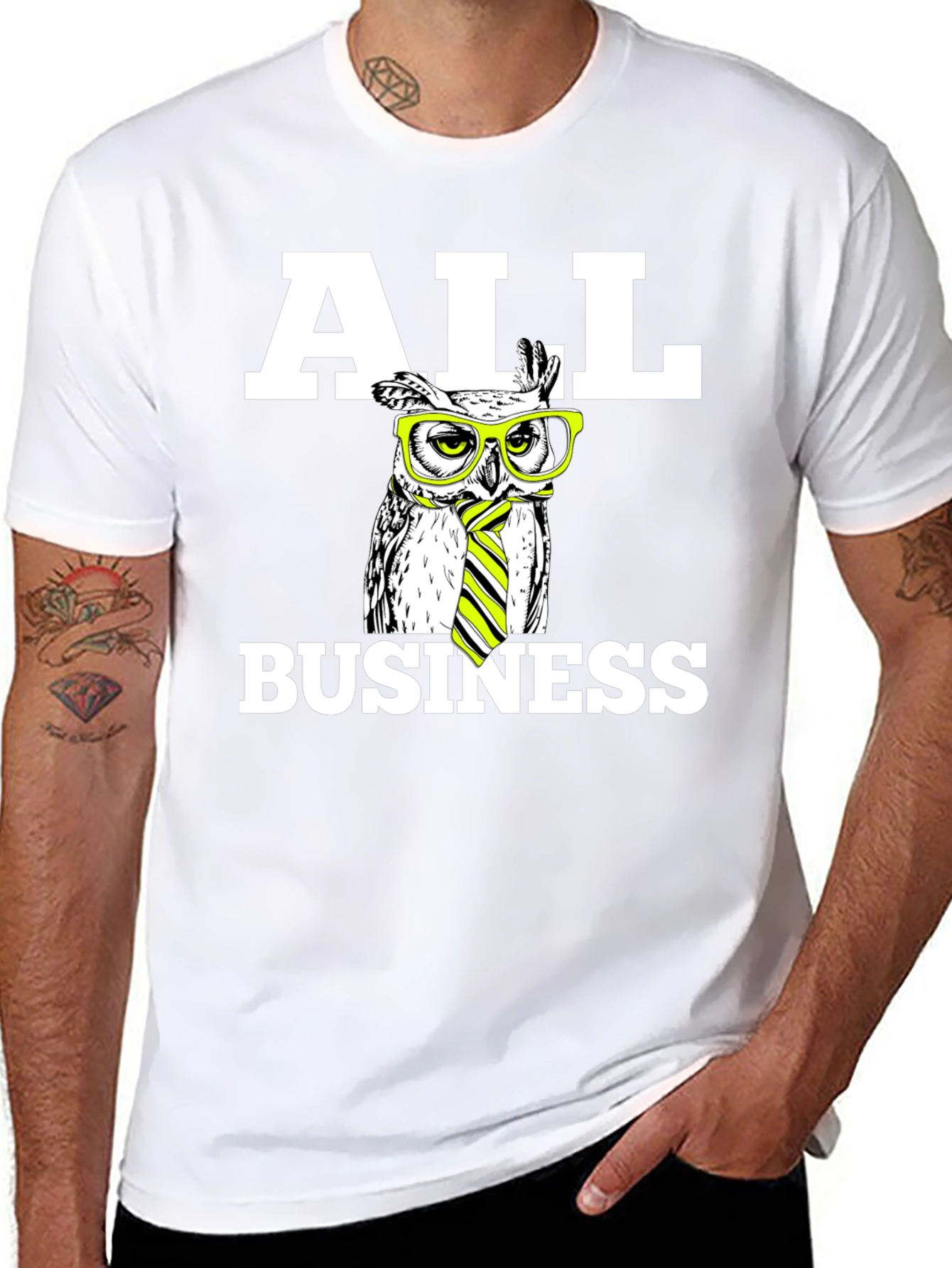 All Business Owl T-Shirt - Novelty Graphic Tee