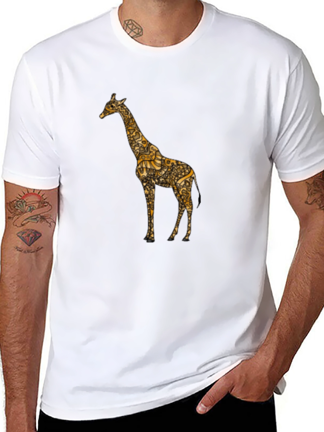 Black Giraffe Print Tee