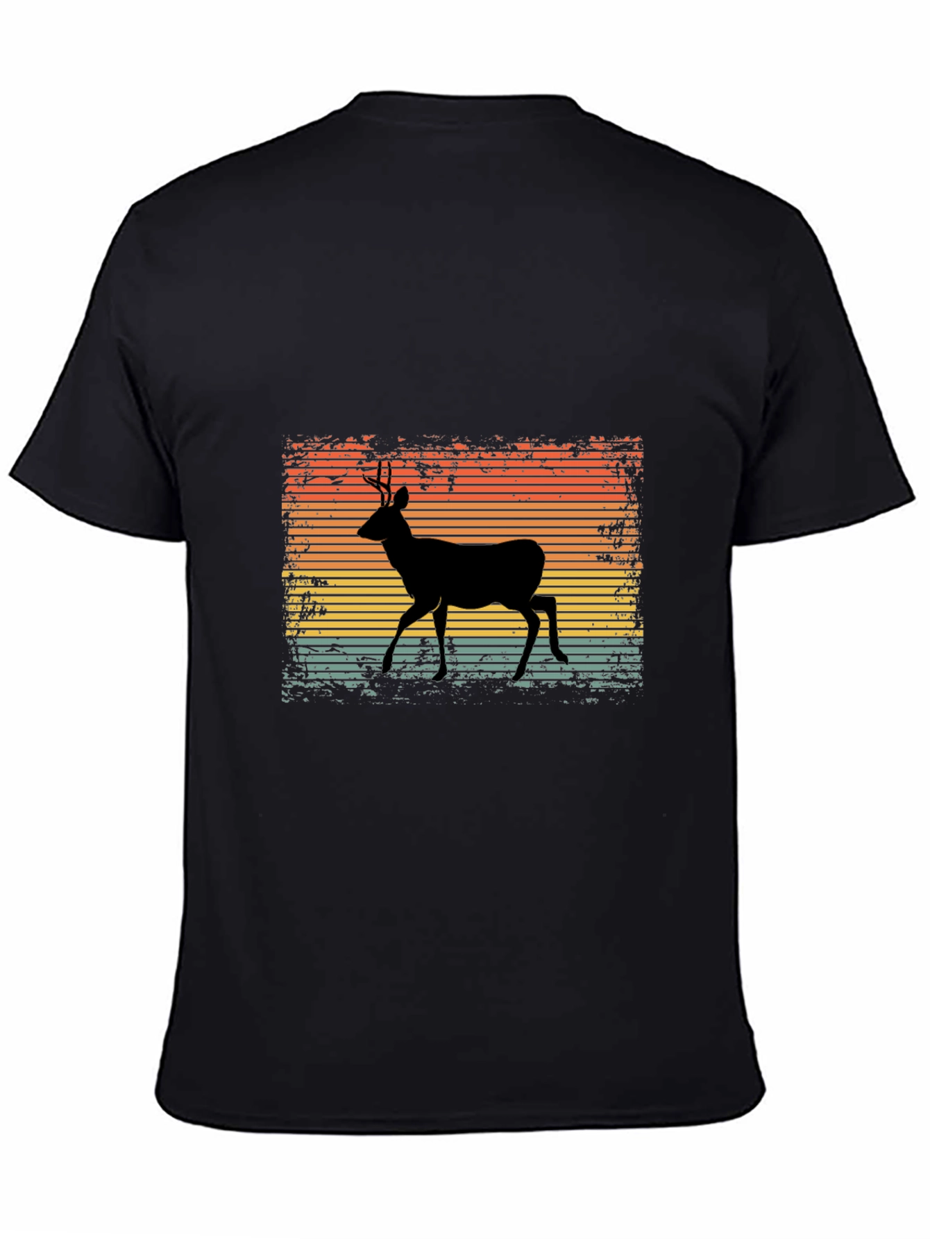 Retro Deer Graphic Tee - Black