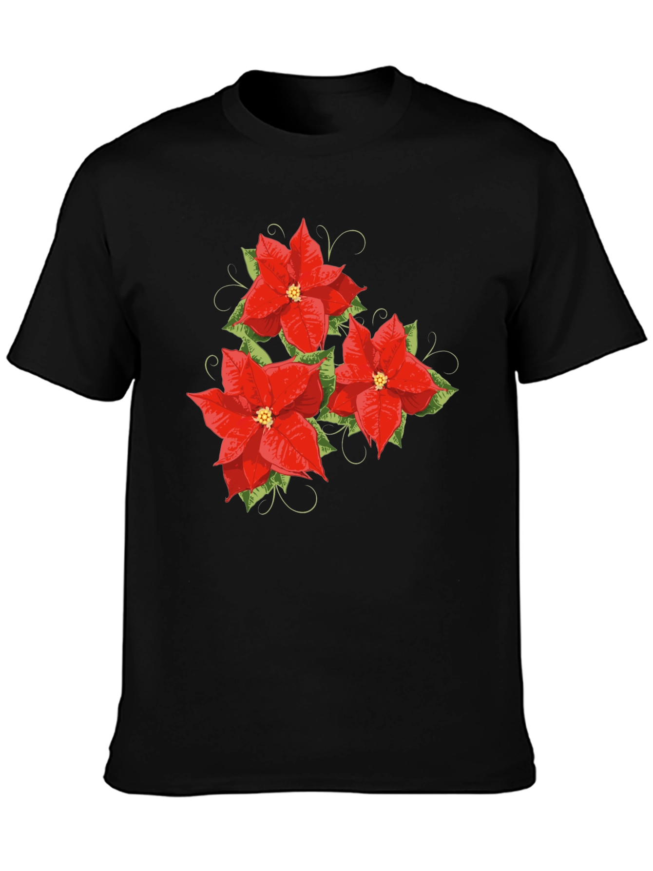 Floral Poinsettia Graphic Tee - Holiday Style