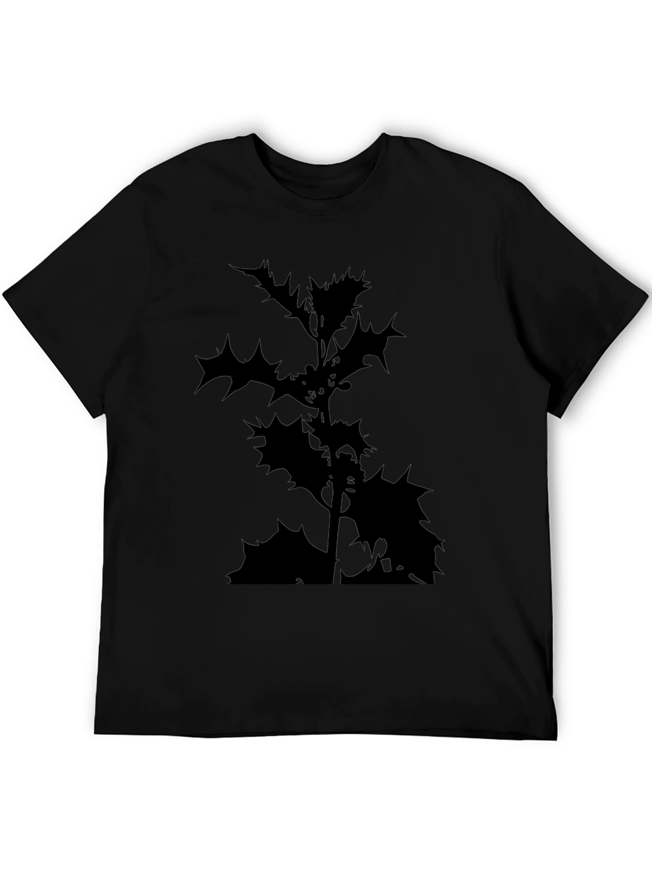 Black T-Shirt with Holly Silhouette Print