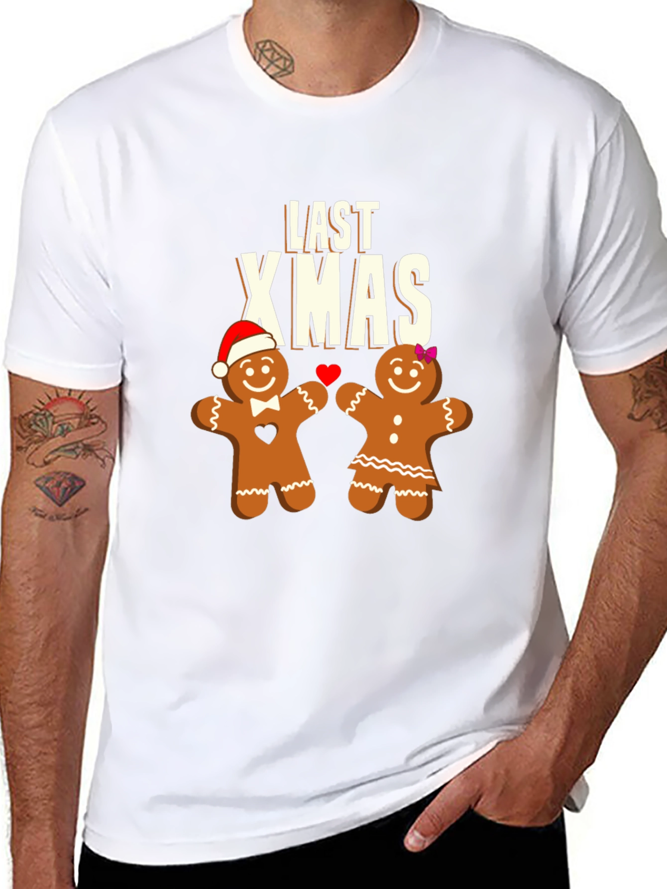 Last Xmas Gingerbread Couple Black T-Shirt
