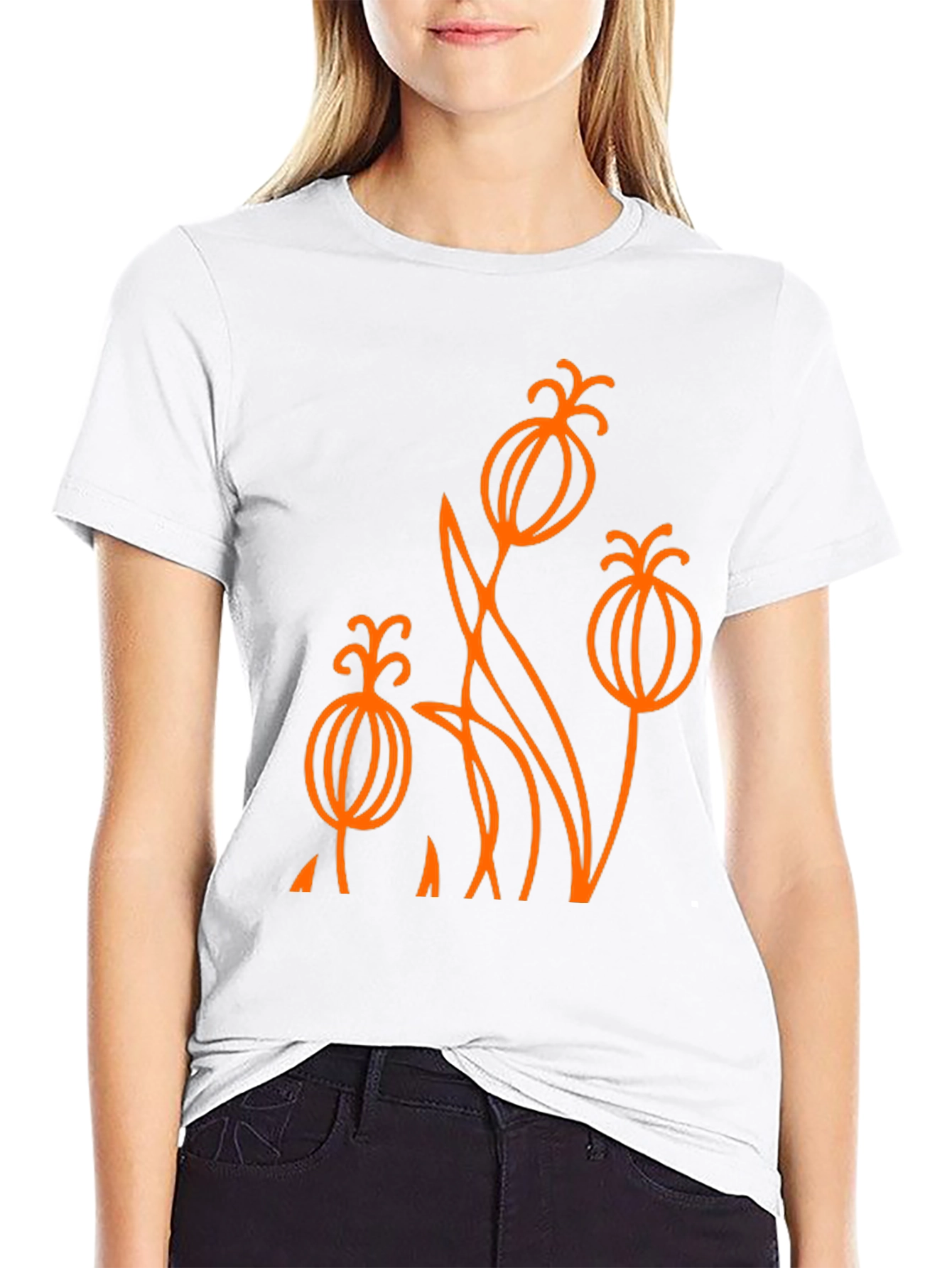 Abstract Floral Graphic Tee - Black