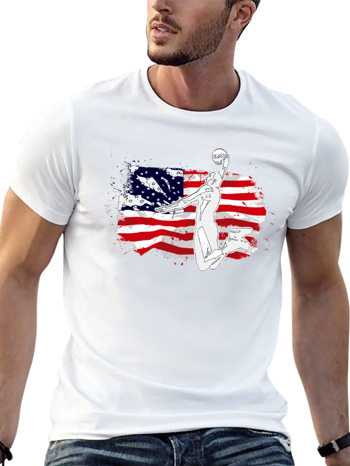 American Flag Basketball Graphic T-Shirt