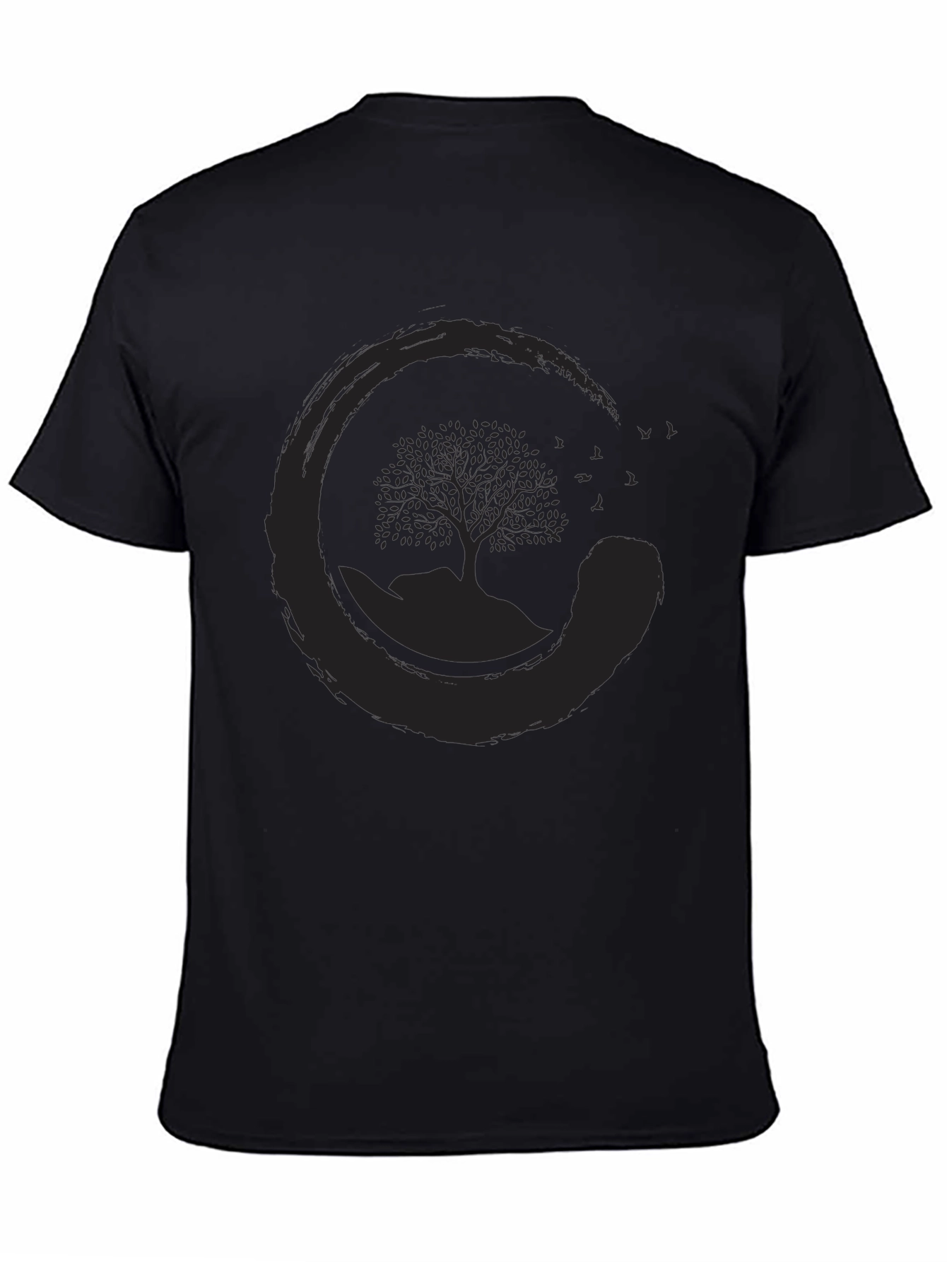 Zen Circle Tree Graphic Tee - Black