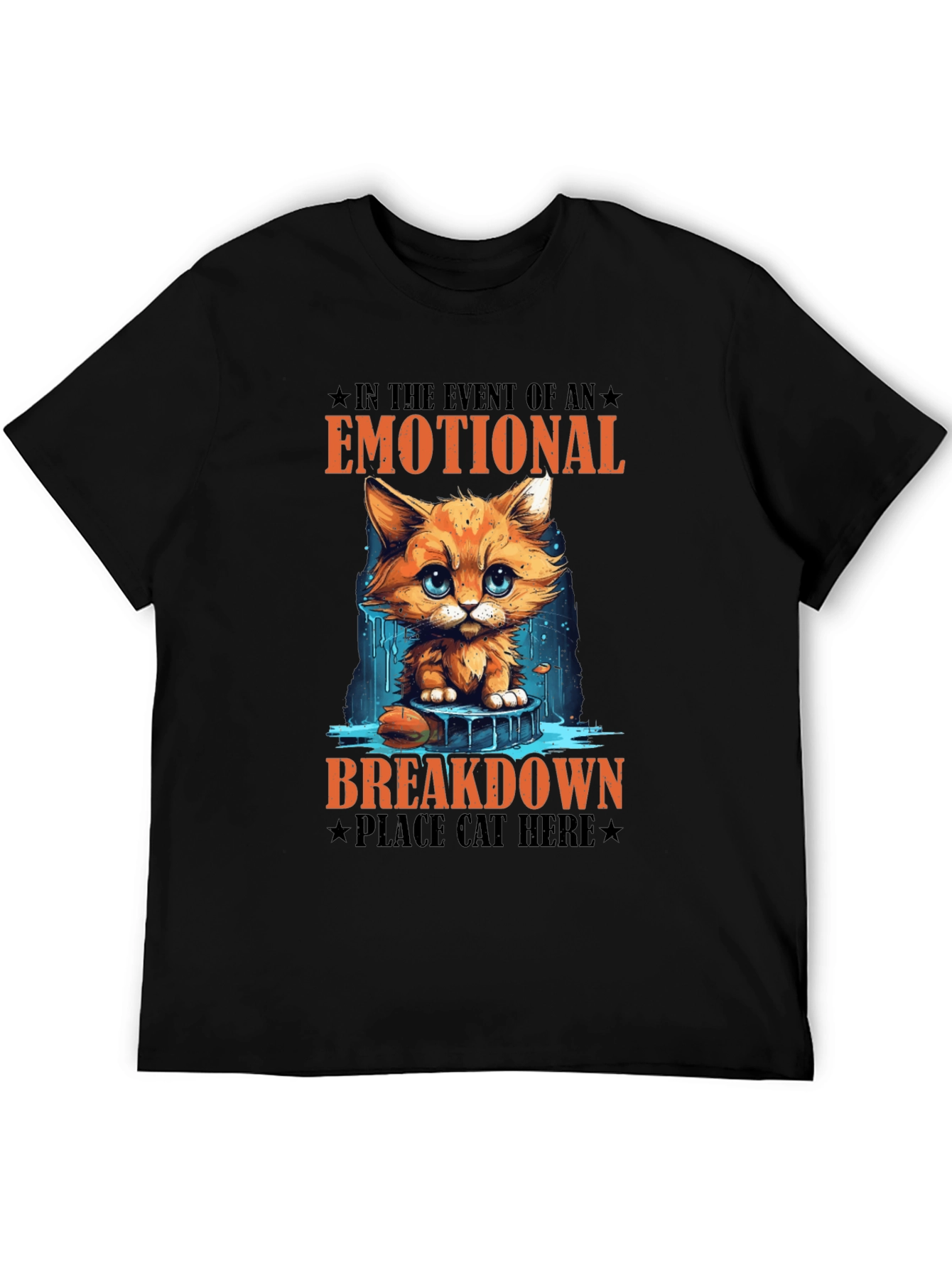 Emotional Breakdown Cat T-Shirt - Funny Graphic Tee