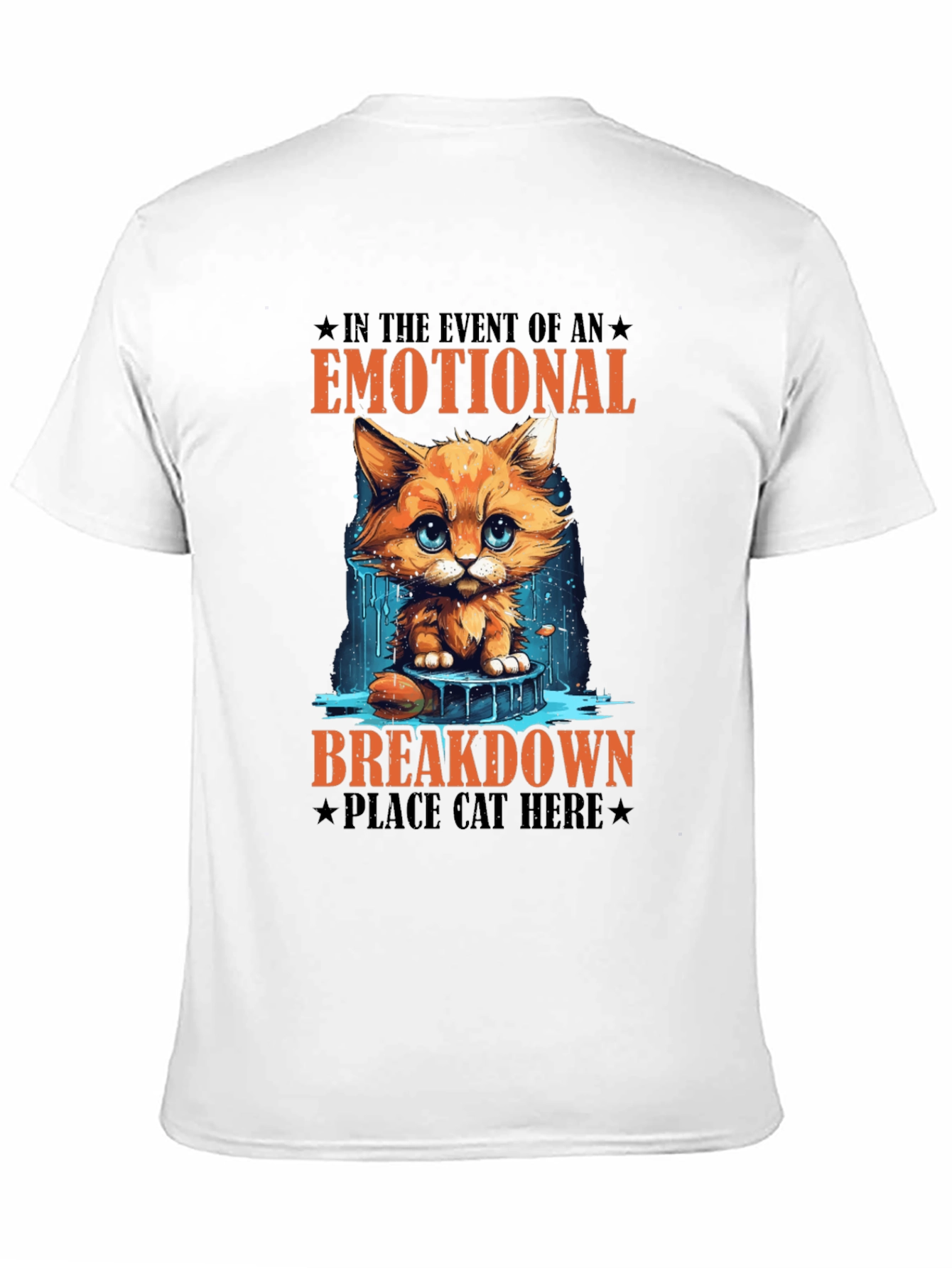 Emotional Breakdown Cat T-Shirt - Funny Graphic Tee