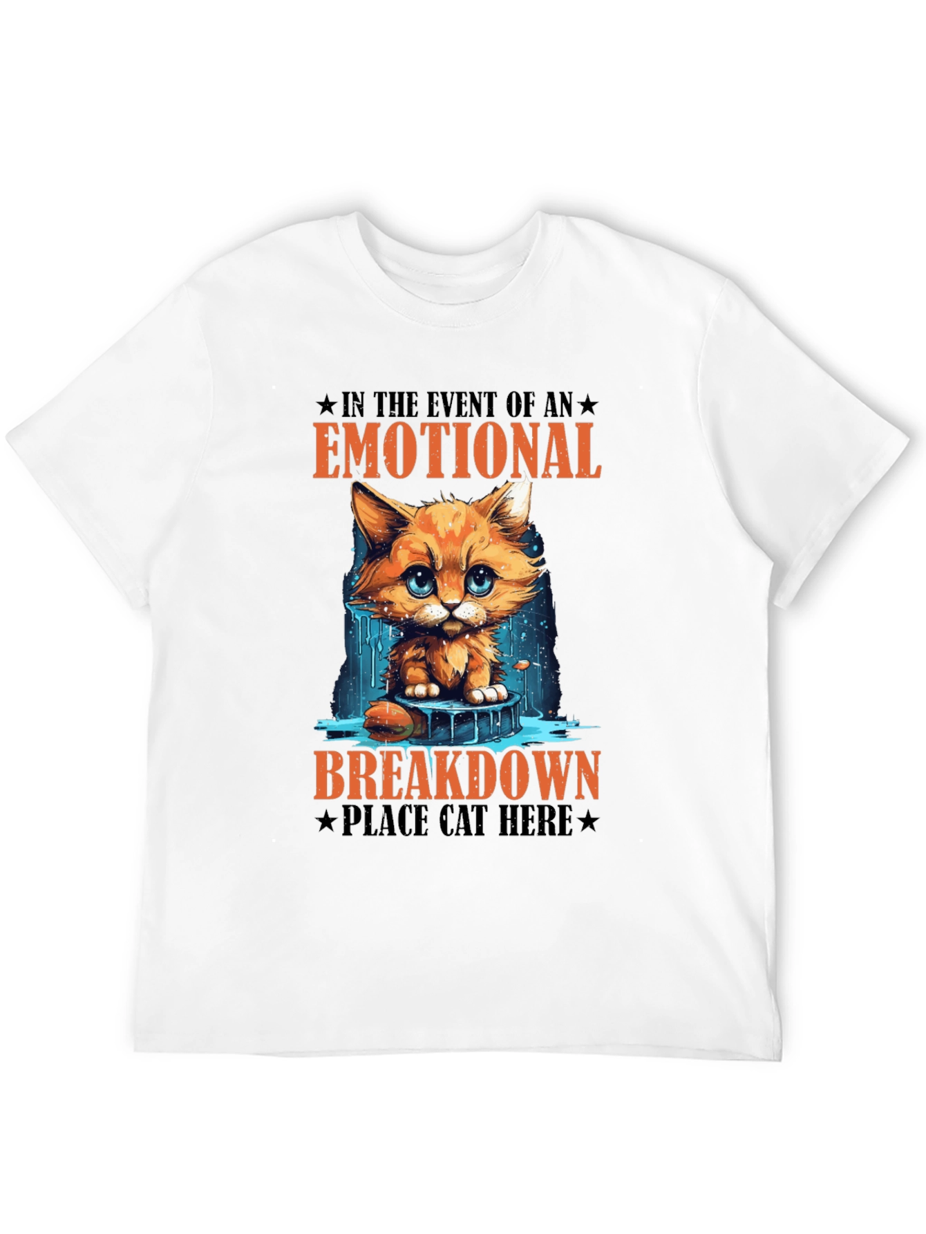 Emotional Breakdown Cat T-Shirt - Funny Graphic Tee