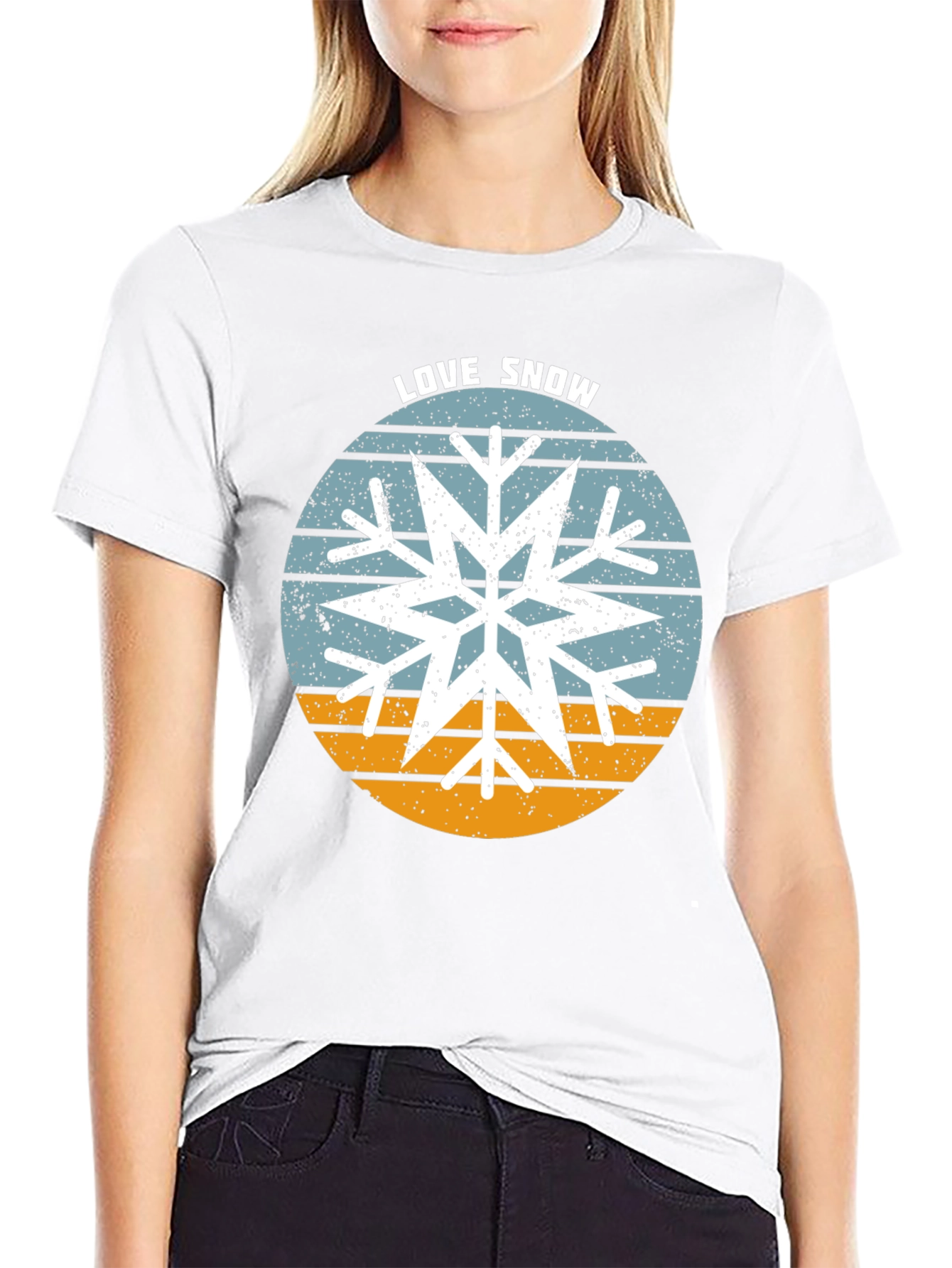 Love Snow Snowflake Graphic Tee - Black