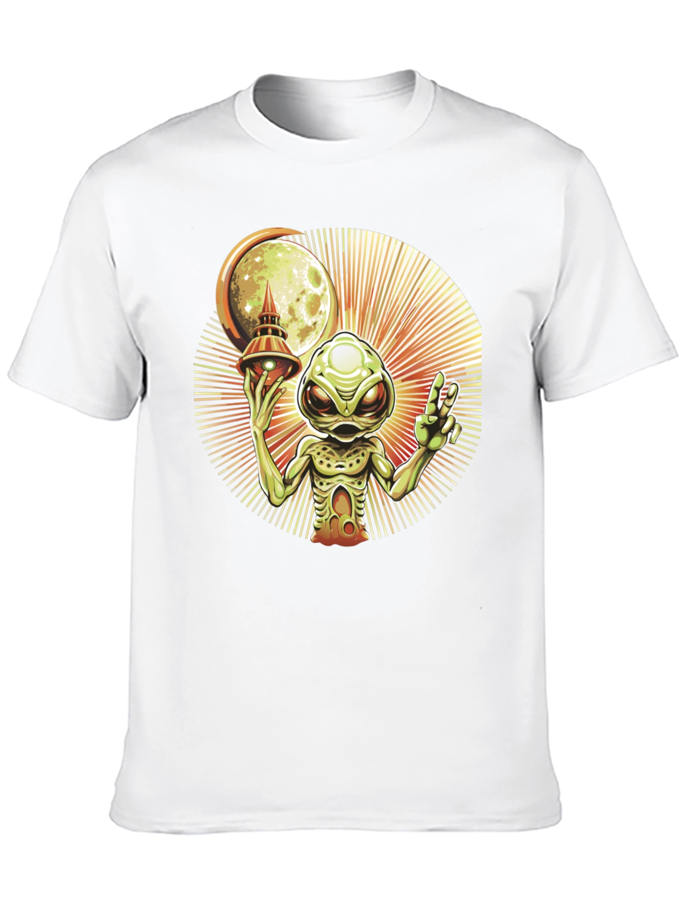 Alien UFO Graphic Tee - Black Cotton T-Shirt