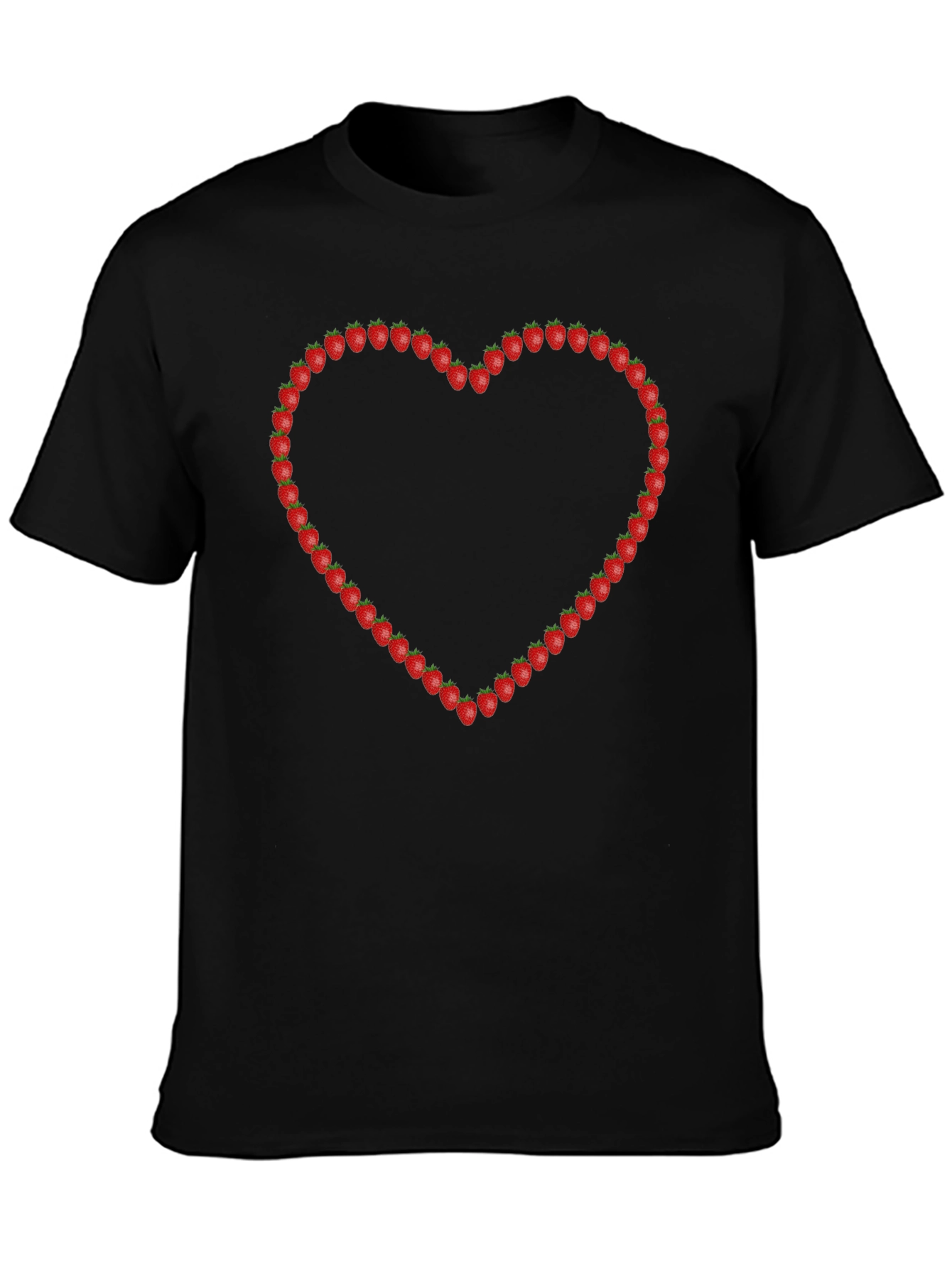 Strawberry Heart Graphic Tee - Mens Black T-Shirt