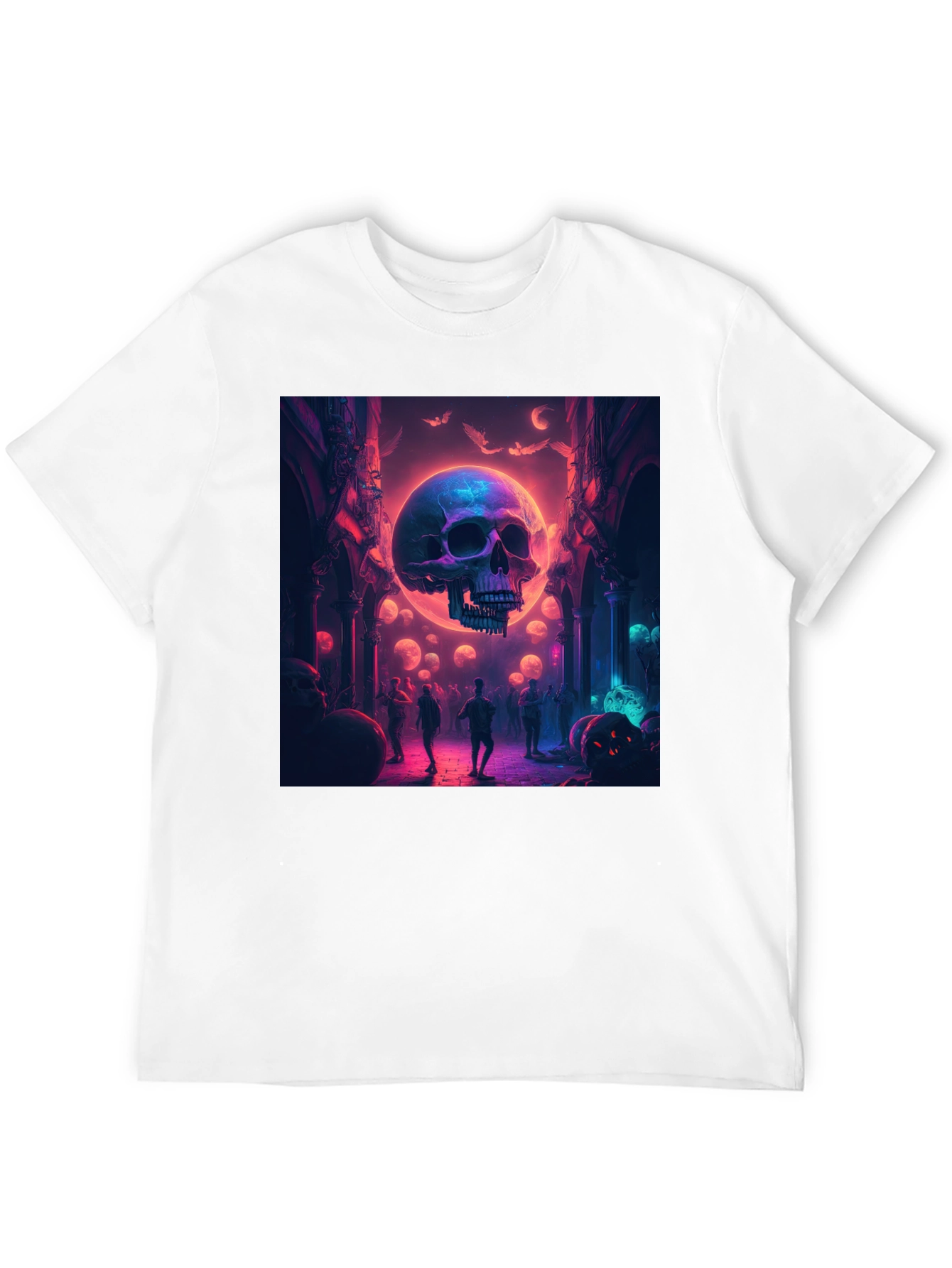 Skull Halloween Party Graphic Tee - Black