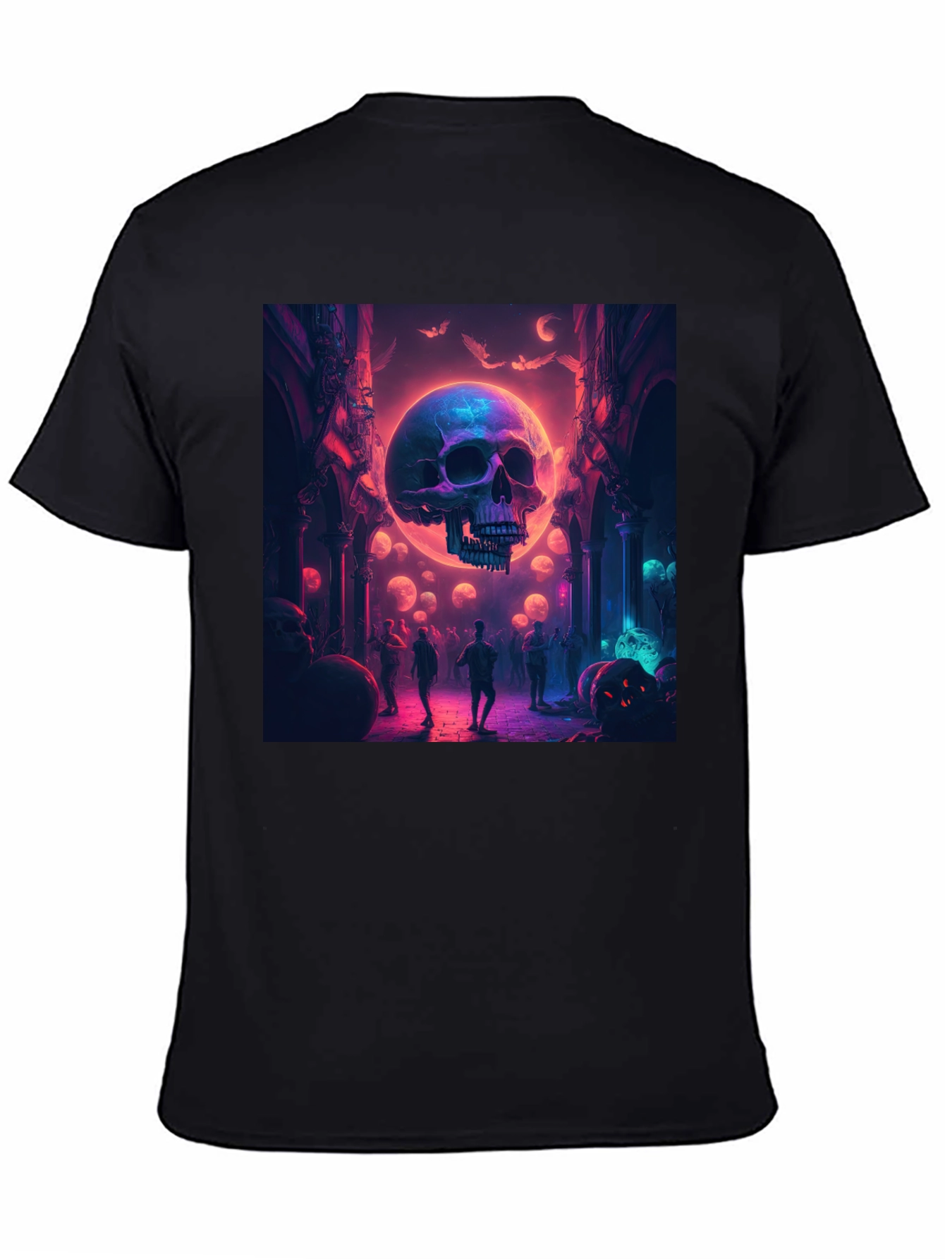 Skull Halloween Party Graphic Tee - Black