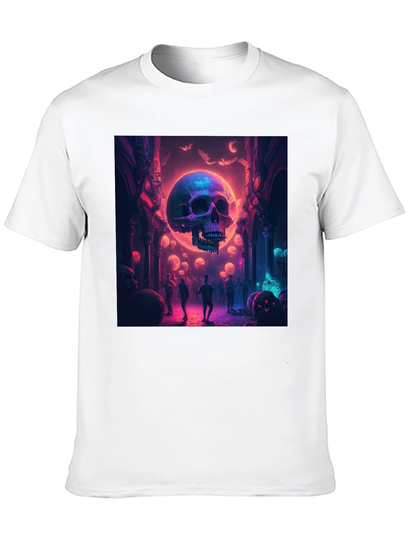 Skull Halloween Party Graphic Tee - Black