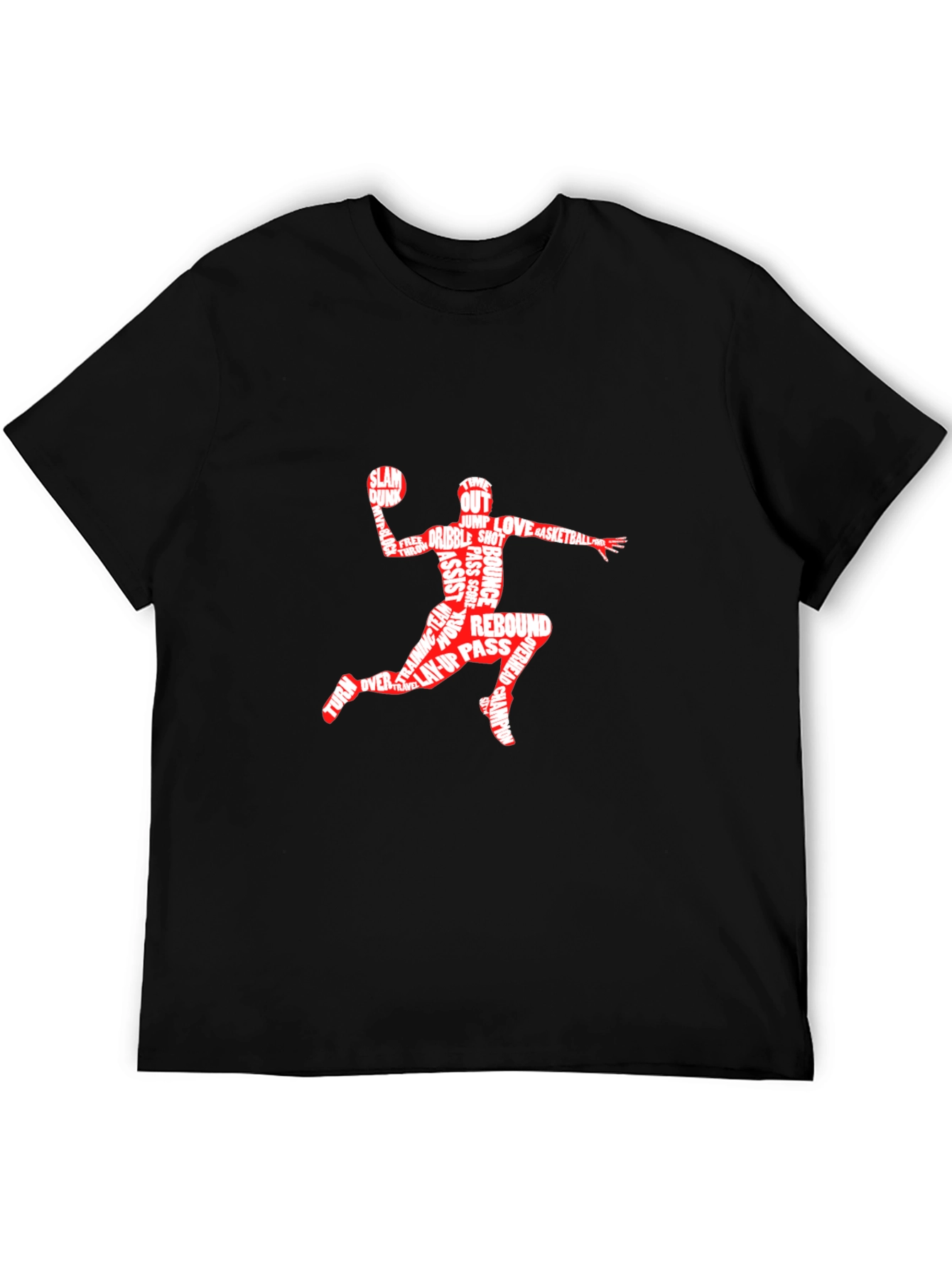 Basketball Word Art Graphic T-Shirt - Black