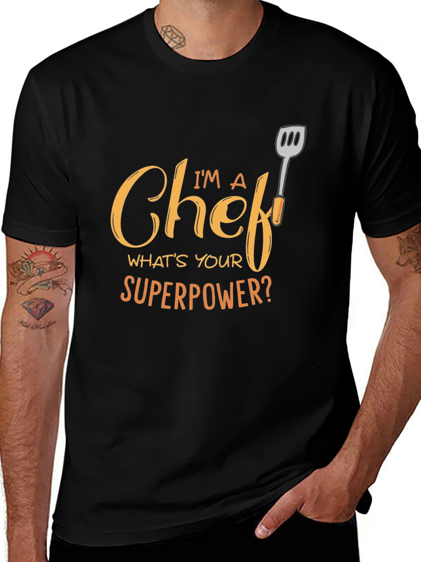Chef Superpower Graphic Tee - Black Cotton T-Shirt