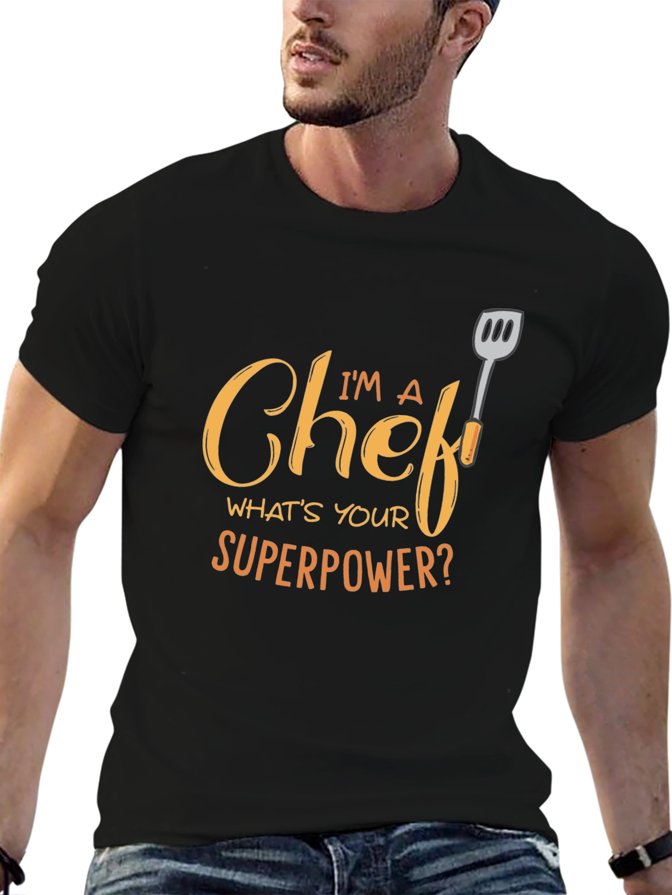 Chef Superpower Graphic Tee - Black Cotton T-Shirt