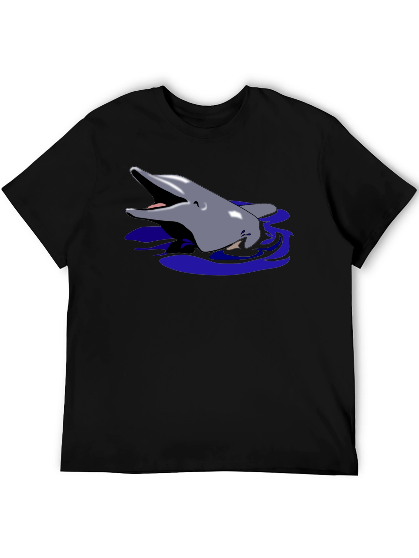 Dolphin Graphic Tee - Black Cotton T-Shirt
