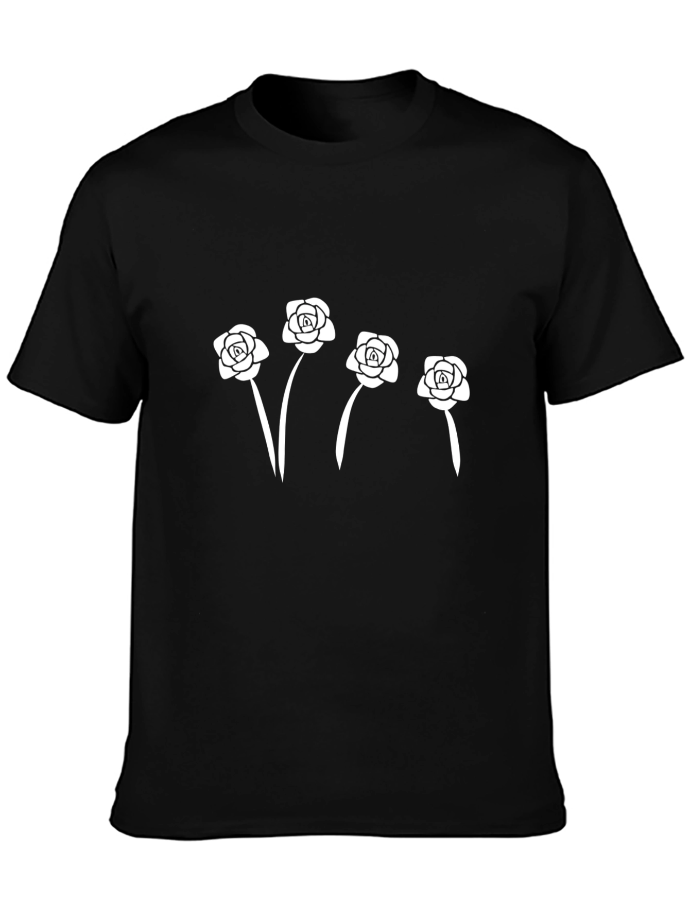 Black Floral Rose Graphic T-Shirt for Men