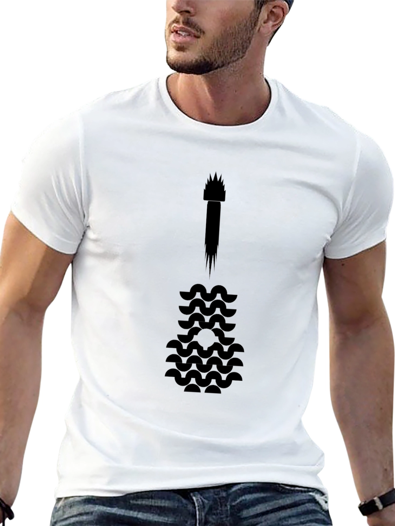Abstract Guitar Graphic Tee - Black Cotton Blend
