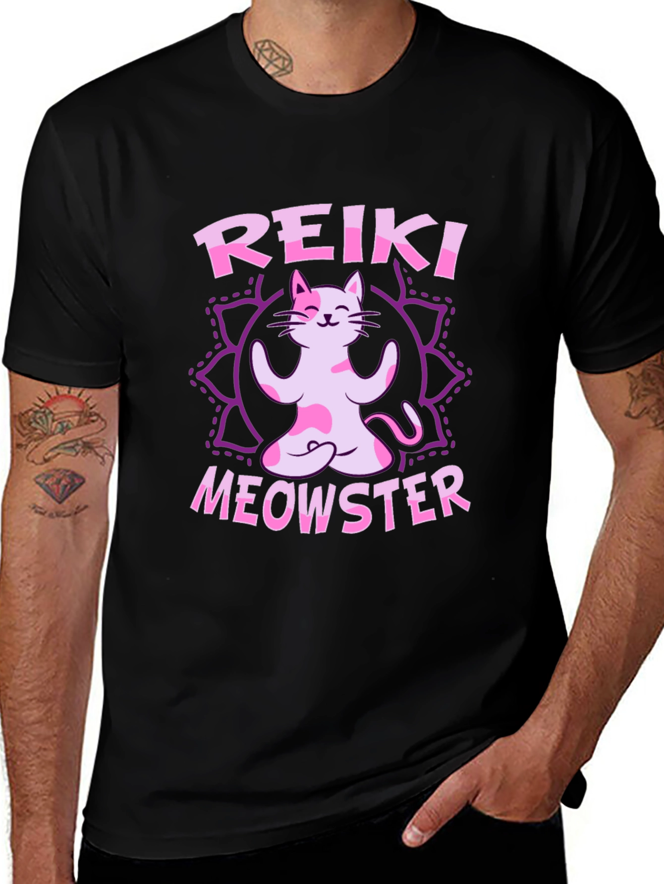 Reiki Meowster Cat Yoga T-Shirt