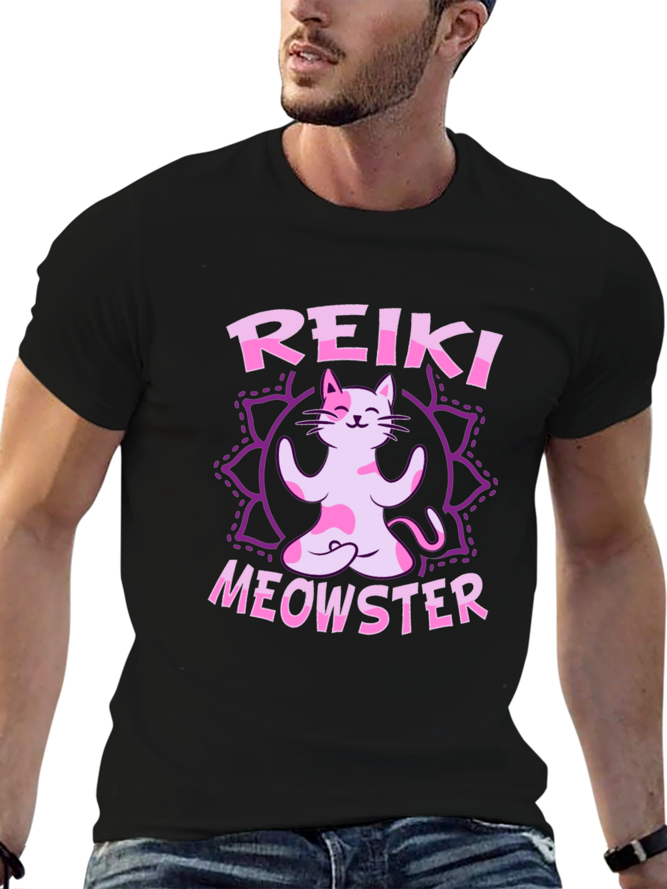 Reiki Meowster Cat Yoga T-Shirt
