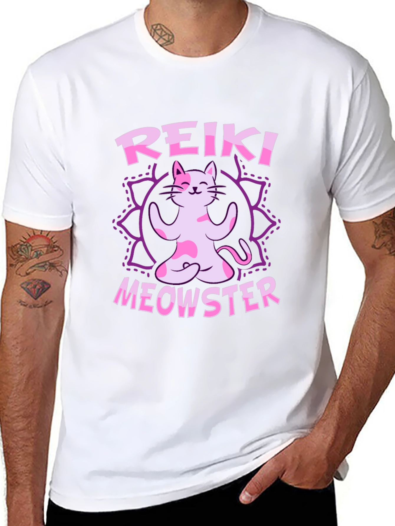 Reiki Meowster Cat Yoga T-Shirt