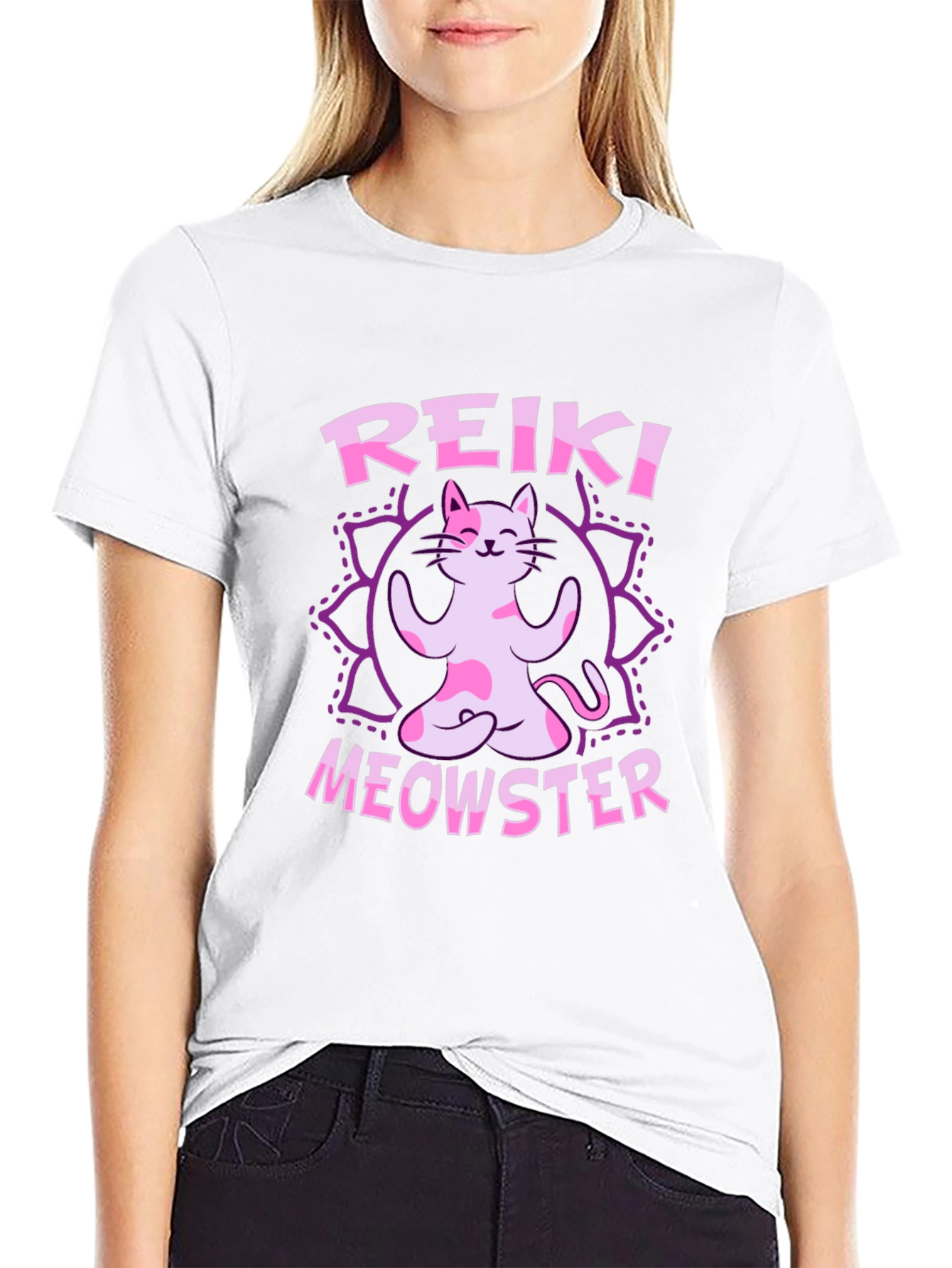 Reiki Meowster Cat Yoga T-Shirt