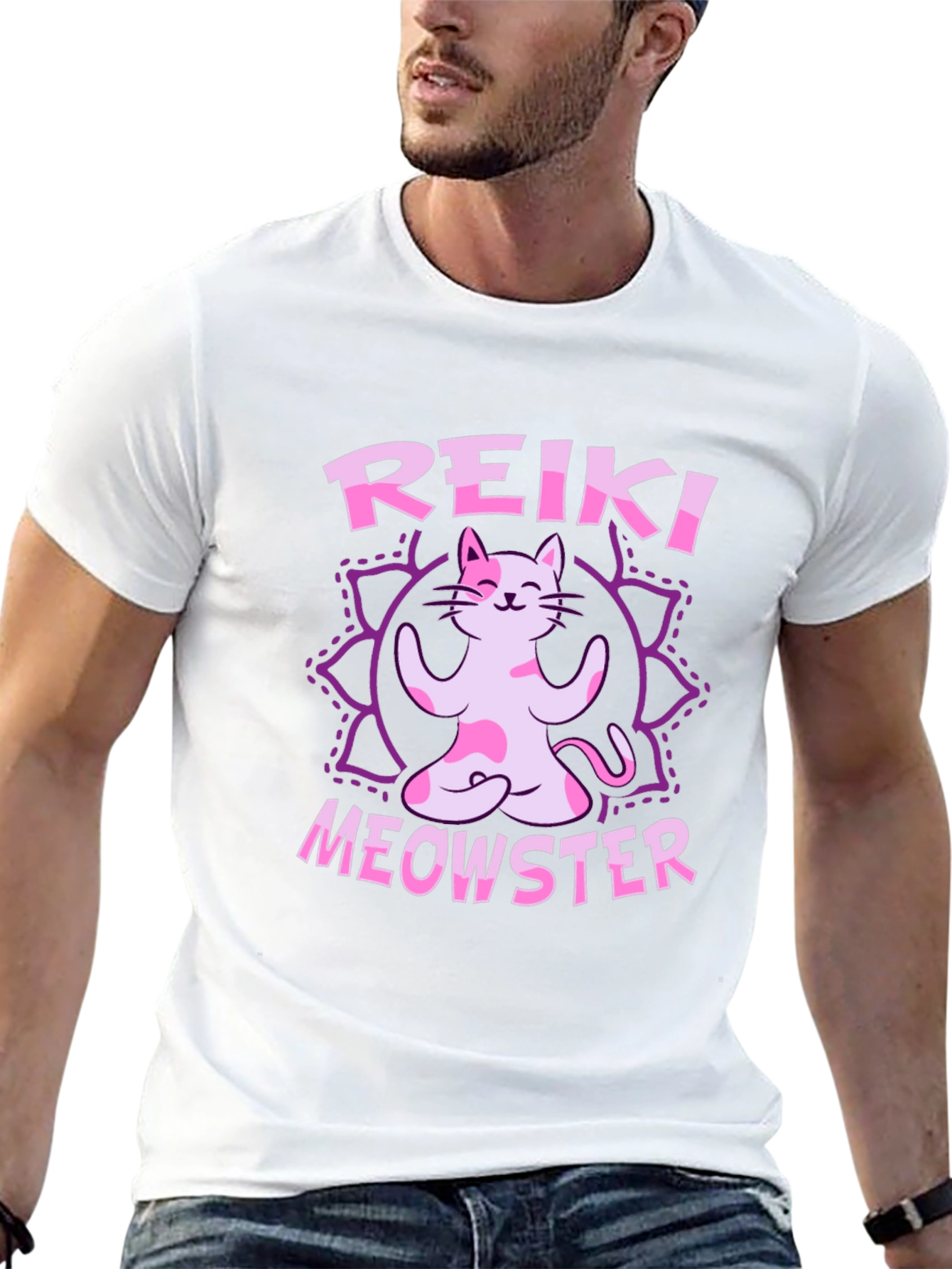 Reiki Meowster Cat Yoga T-Shirt
