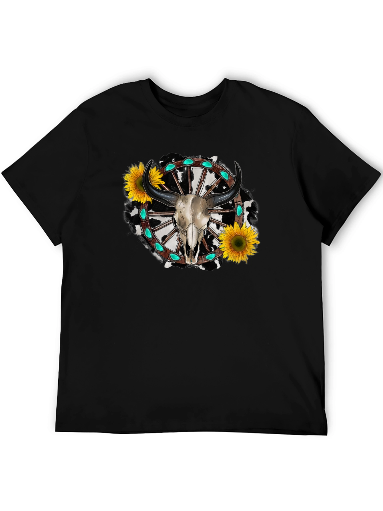 Western Bull Skull Sunflower Graphic Tee