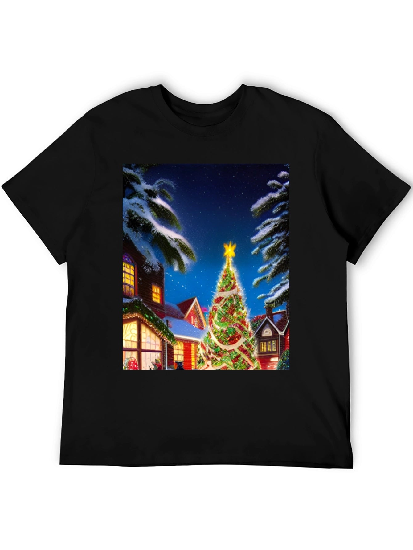 Christmas Tree House Graphic T-Shirt