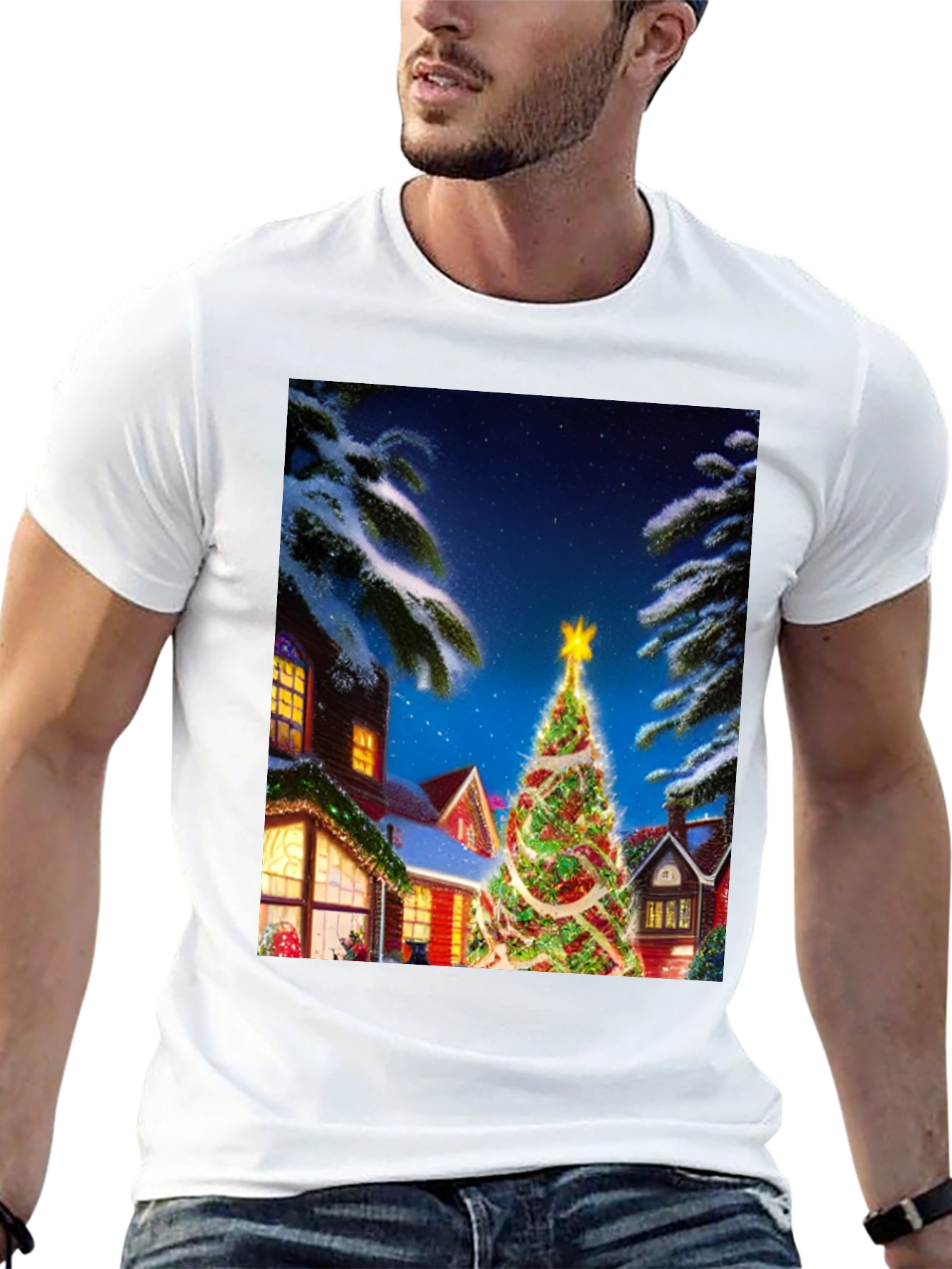 Christmas Tree House Graphic T-Shirt