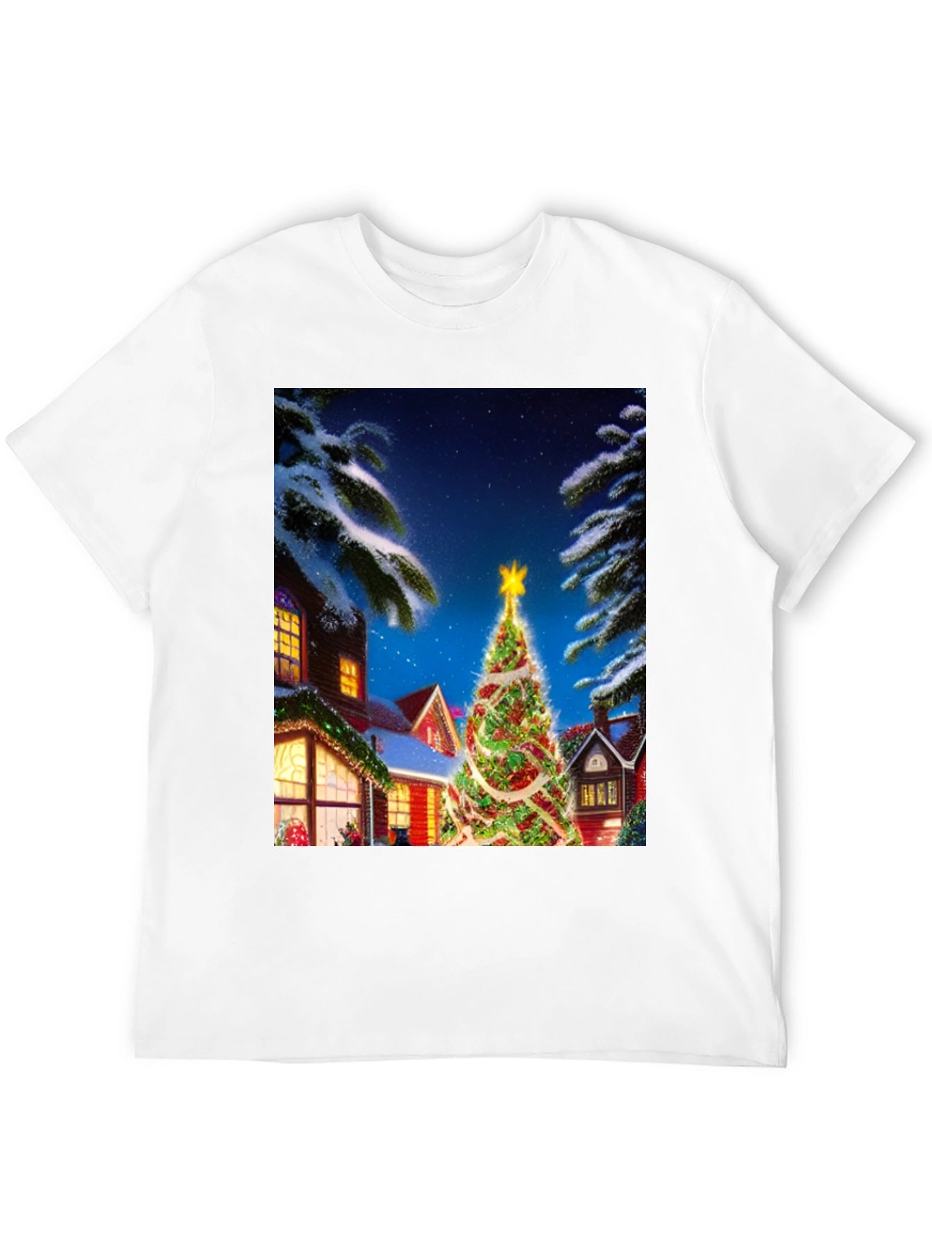 Christmas Tree House Graphic T-Shirt