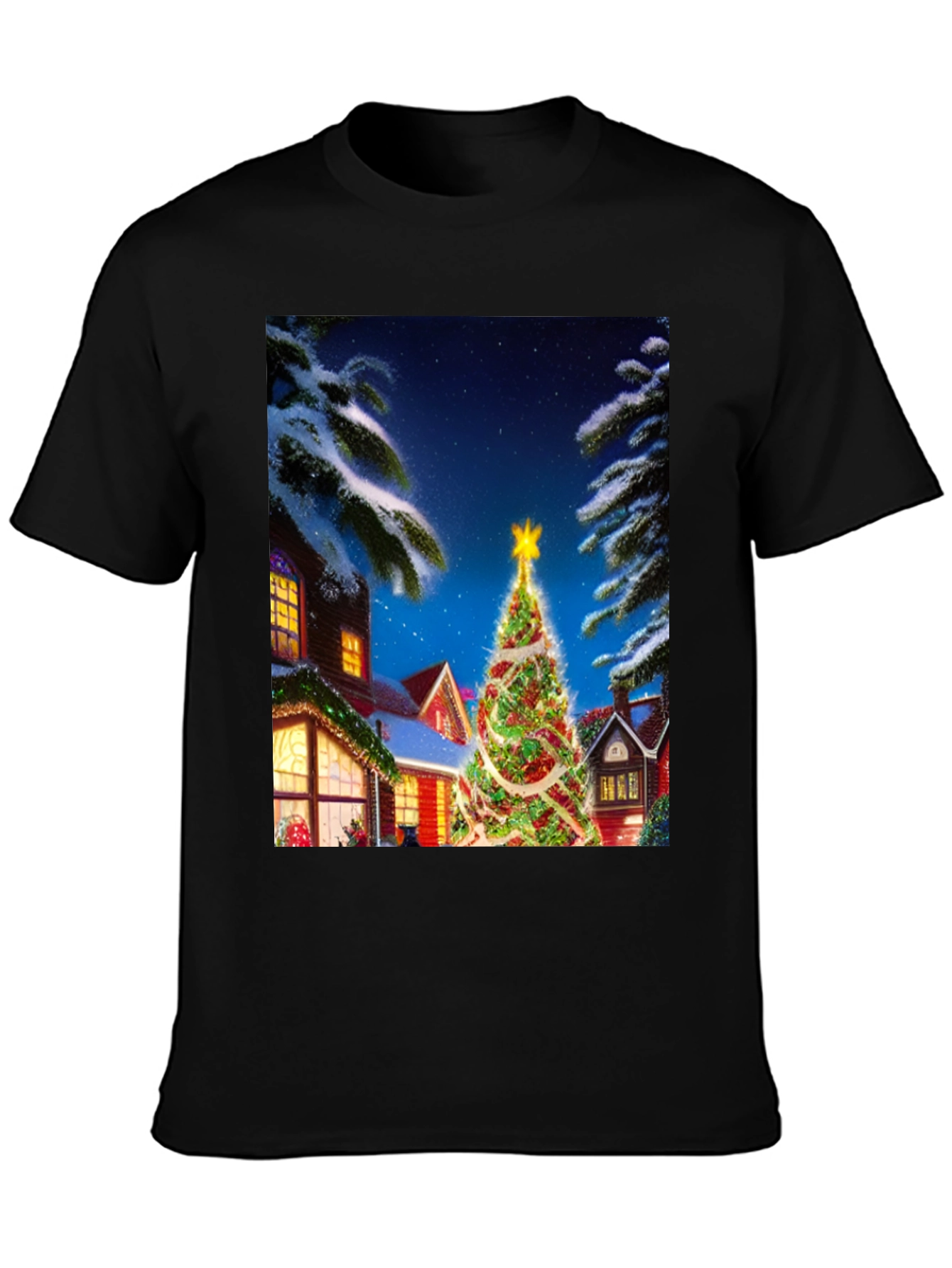 Christmas Tree House Graphic T-Shirt