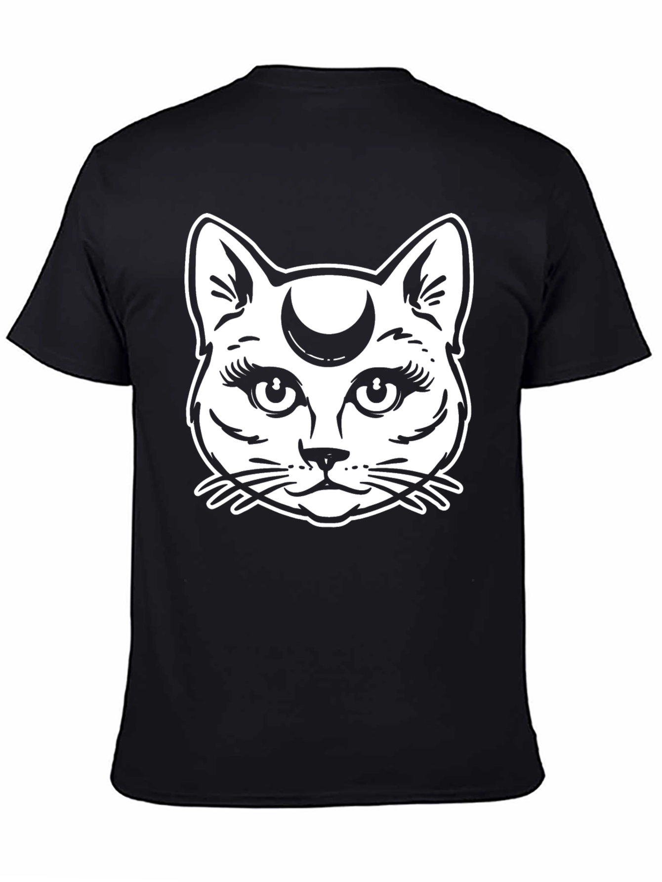 Mystic Cat Moon Graphic Tee - Black