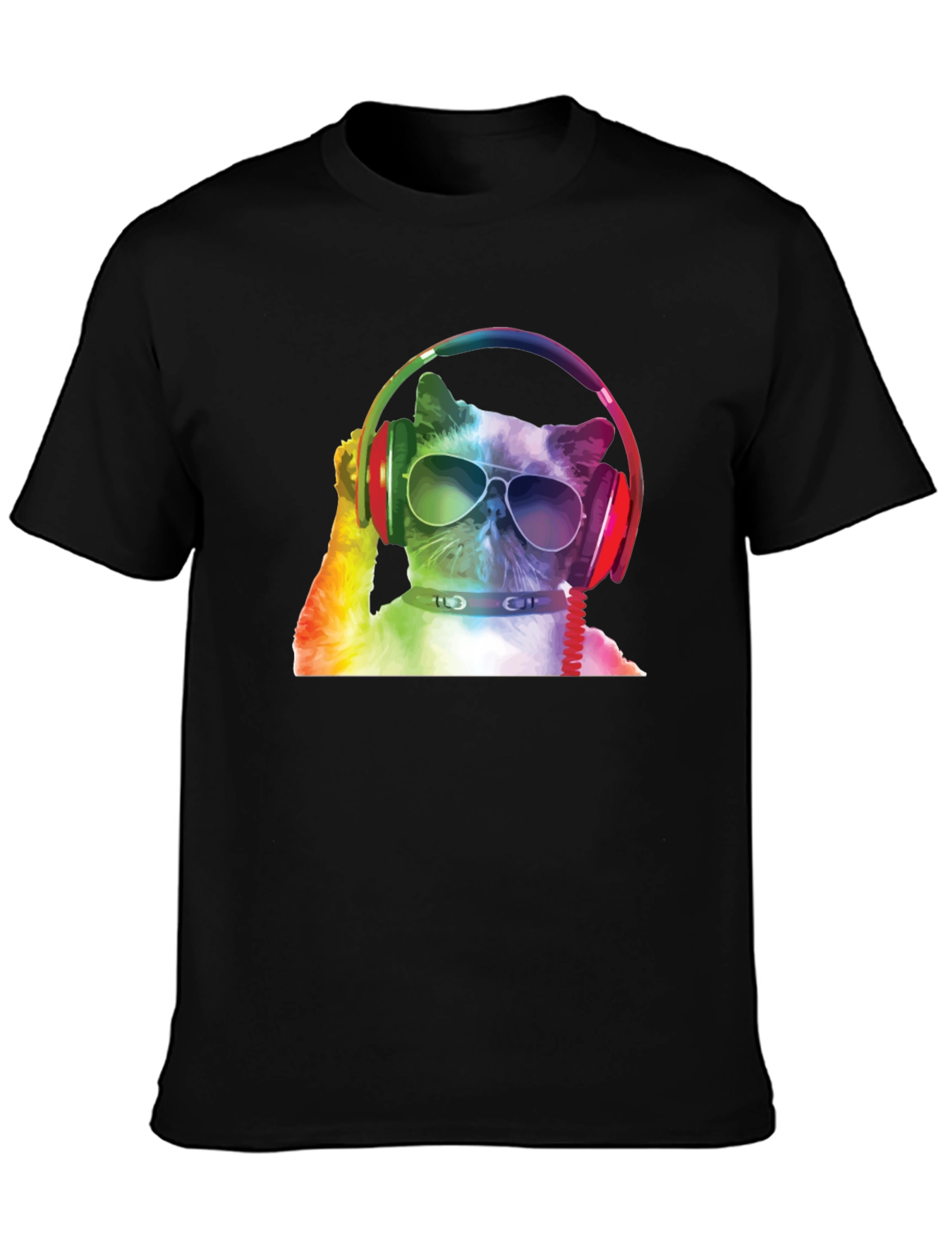 Cool Cat T-Shirt - DJ Cat Wearing Headphones
