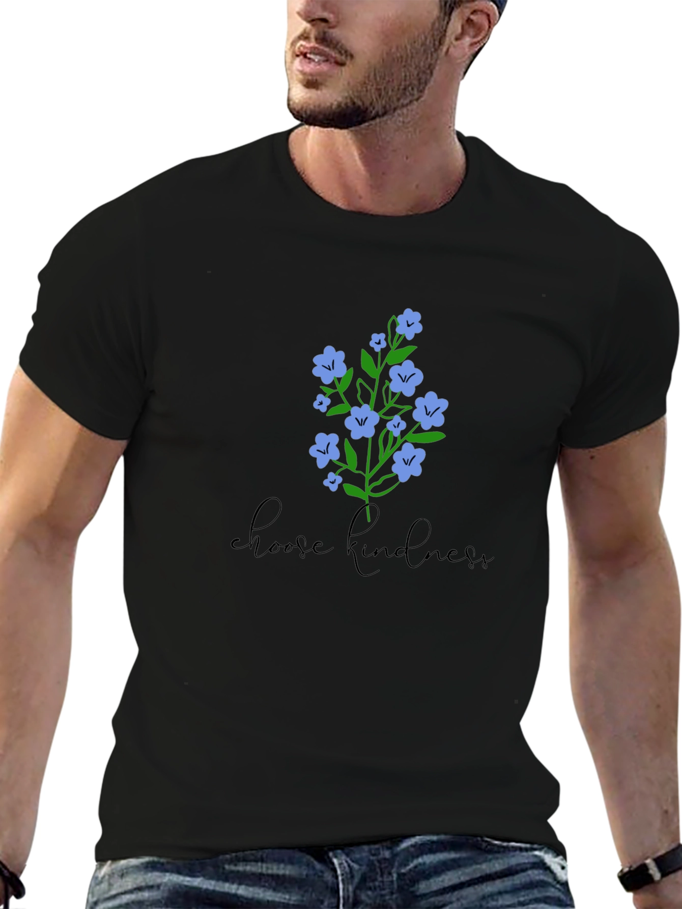 Choose Kindness Floral Graphic Tee - Black