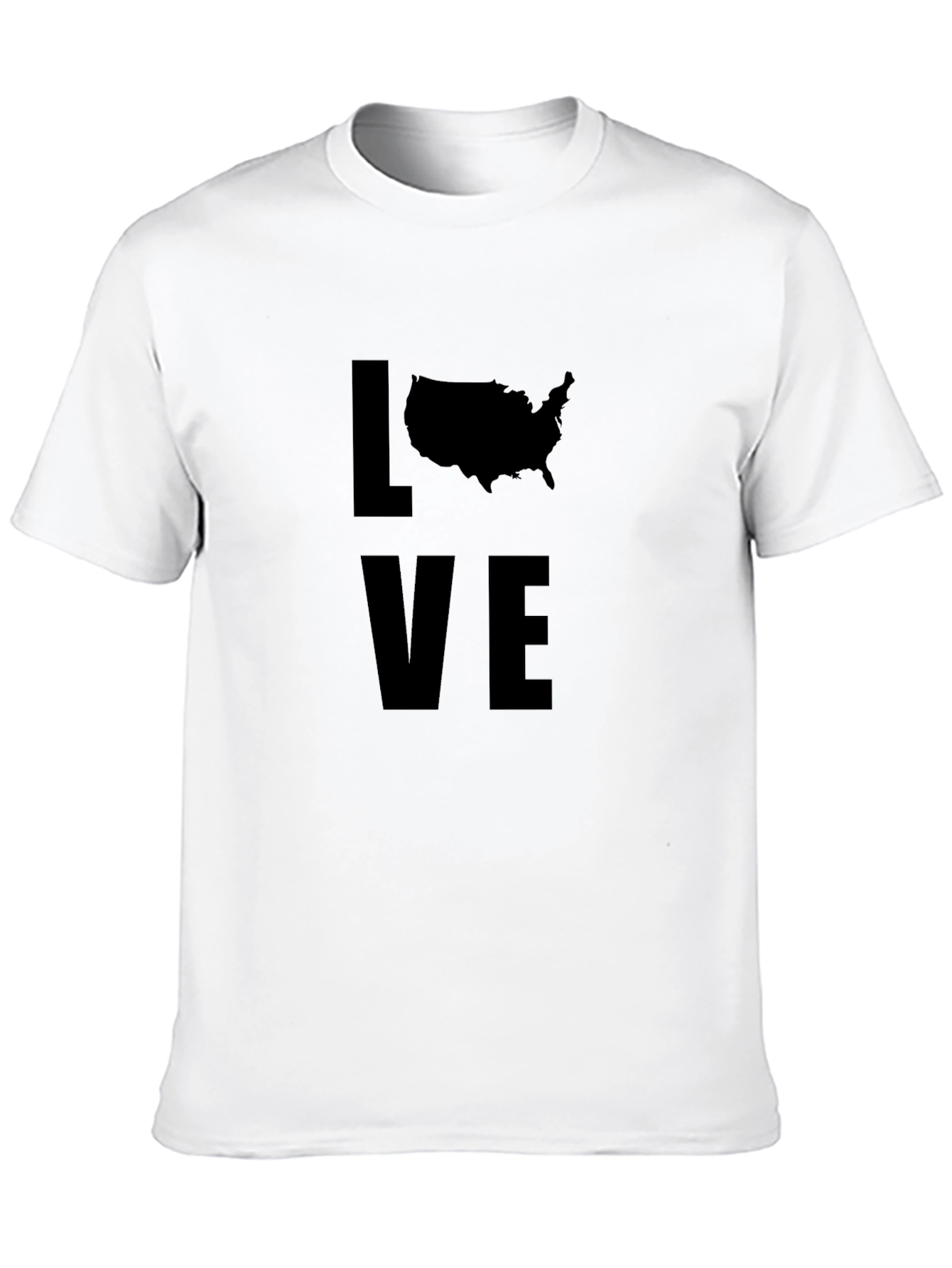 Love USA Map Graphic Tee - Black Crewneck T-Shirt