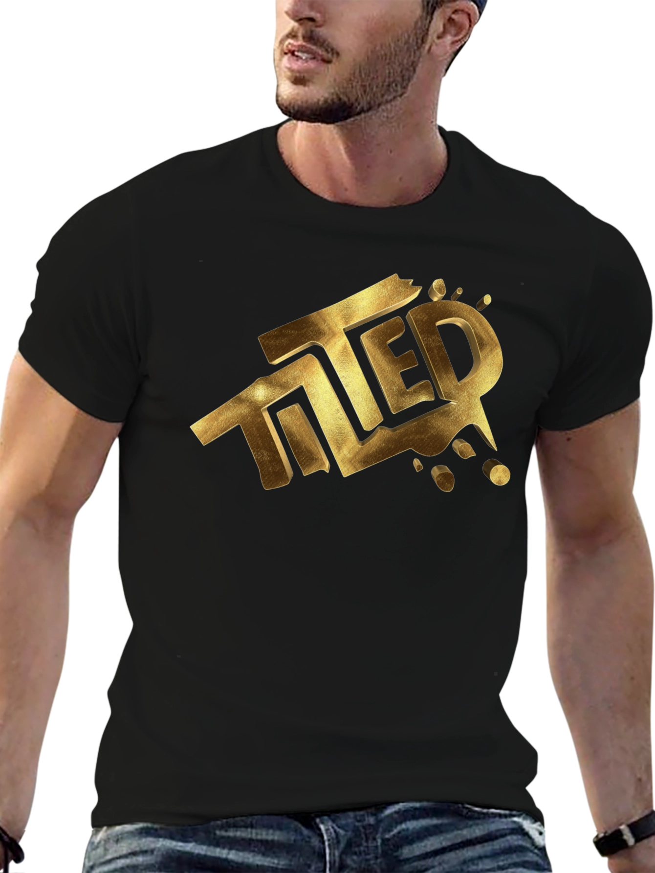 Tilted Gold Graphic Black T-Shirt