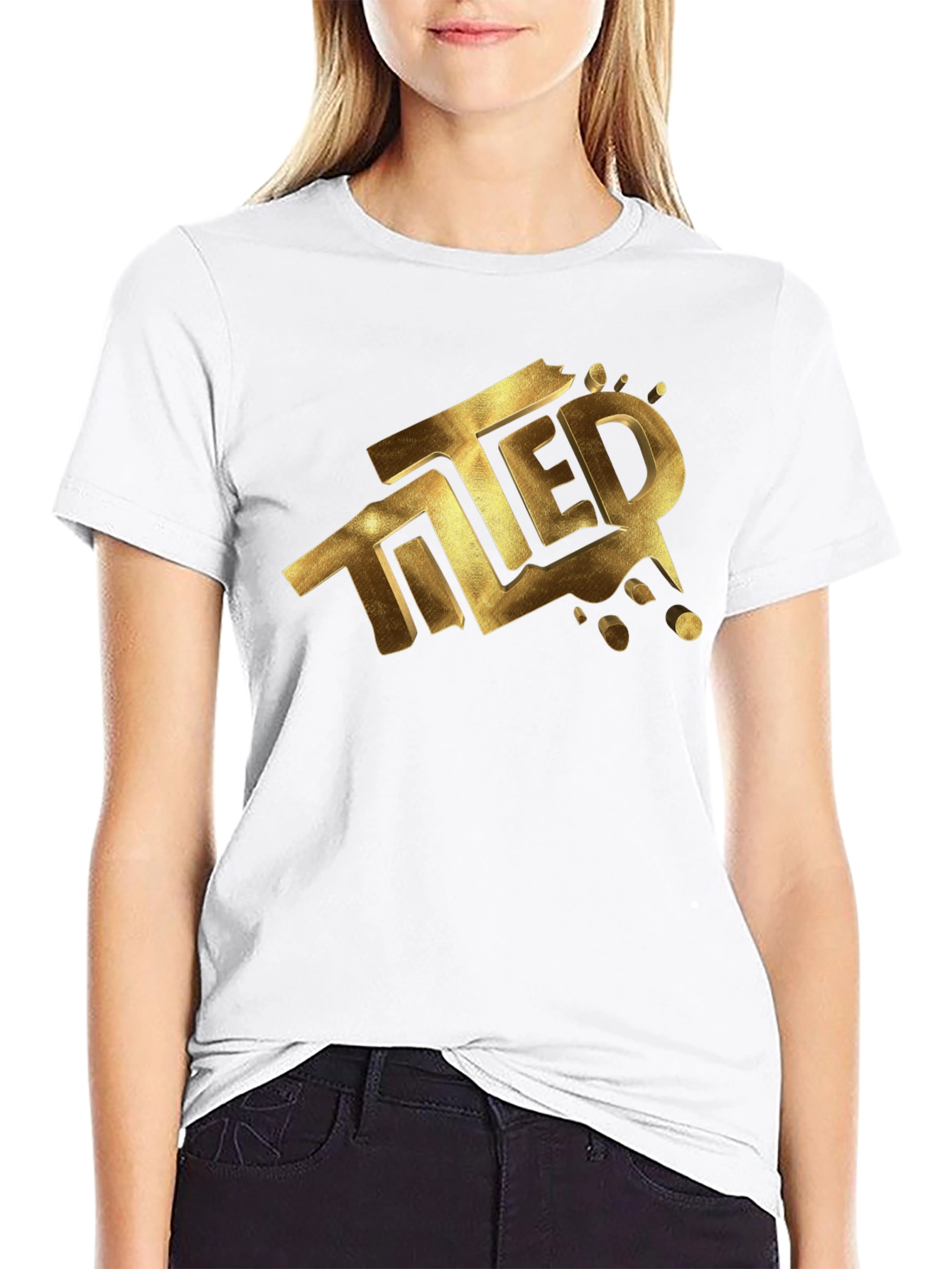 Tilted Gold Graphic Black T-Shirt