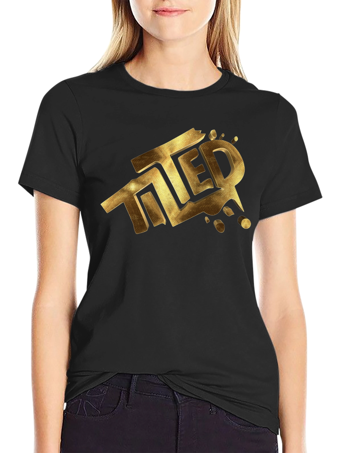 Tilted Gold Graphic Black T-Shirt