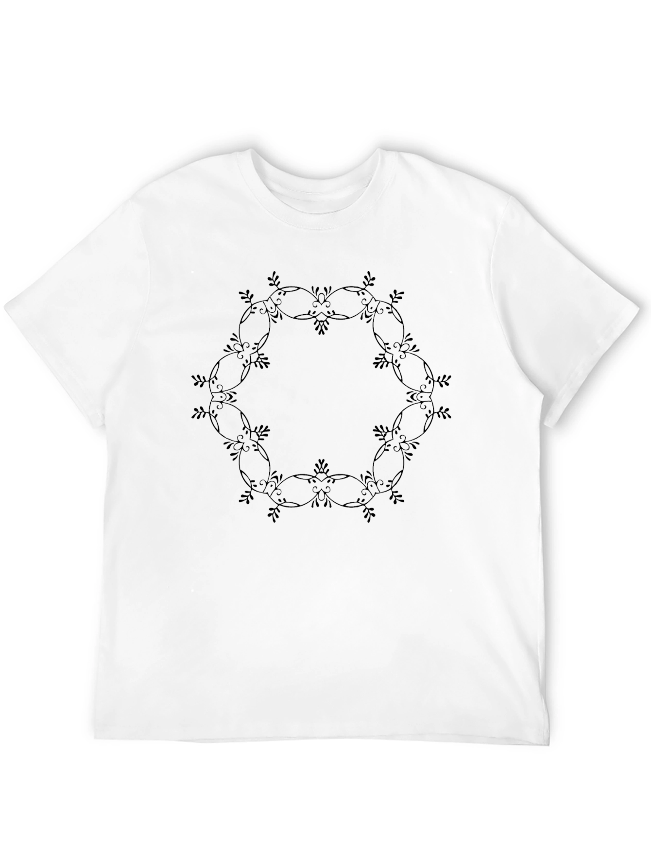 Elegant Black Floral Circle Graphic Tee