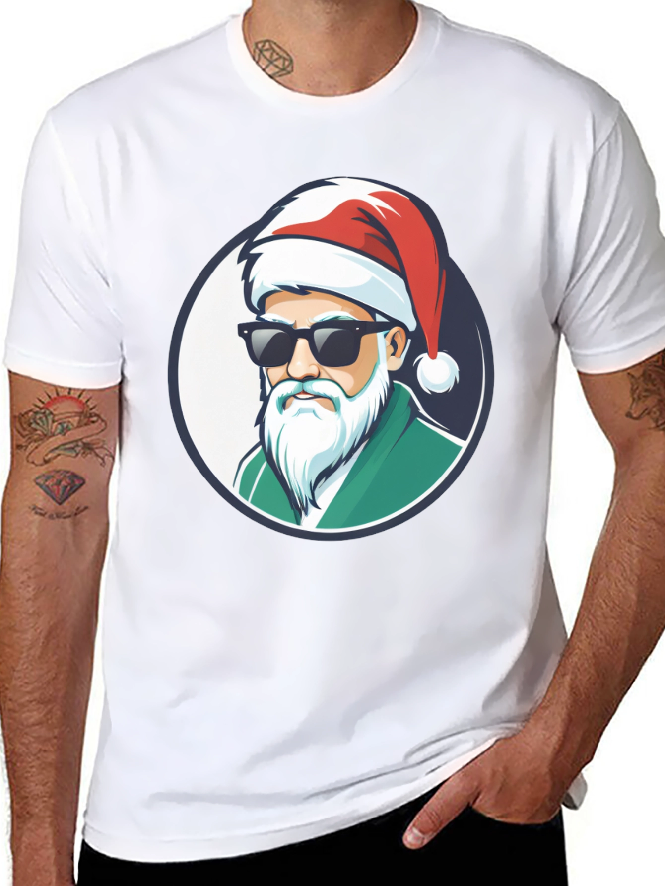Cool Santa Graphic Tee - Holiday Style