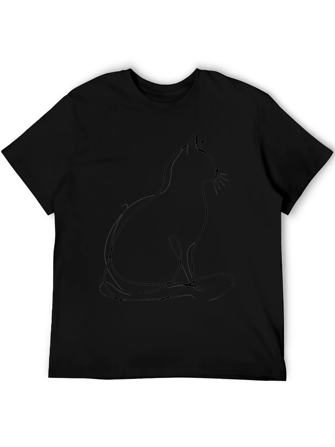 Minimalist Cat Outline T-Shirt